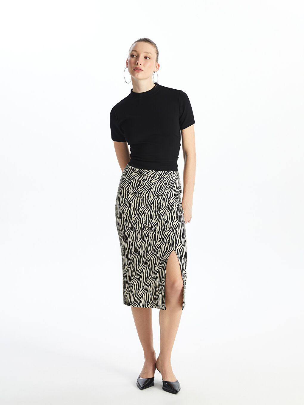 Slim Fit Patterned Women's Skirt -S4K367Z8-LRA - S4K367Z8