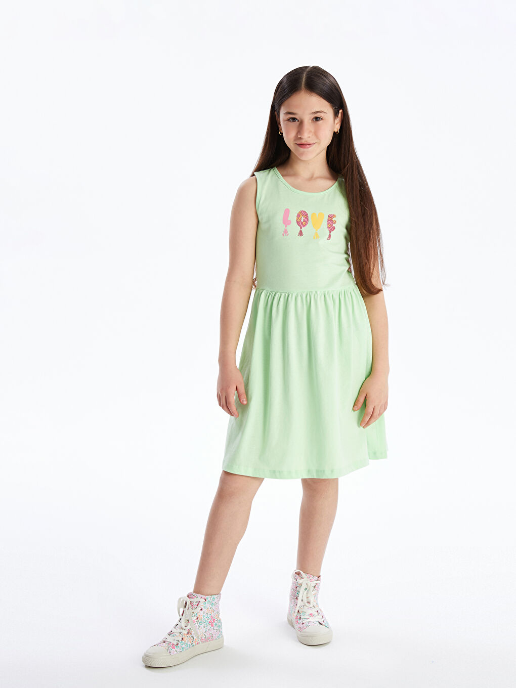 Crew Neck Printed Girl Dress S4KJ69Z4 FVX S4KJ69Z4 FVX LC Waikiki