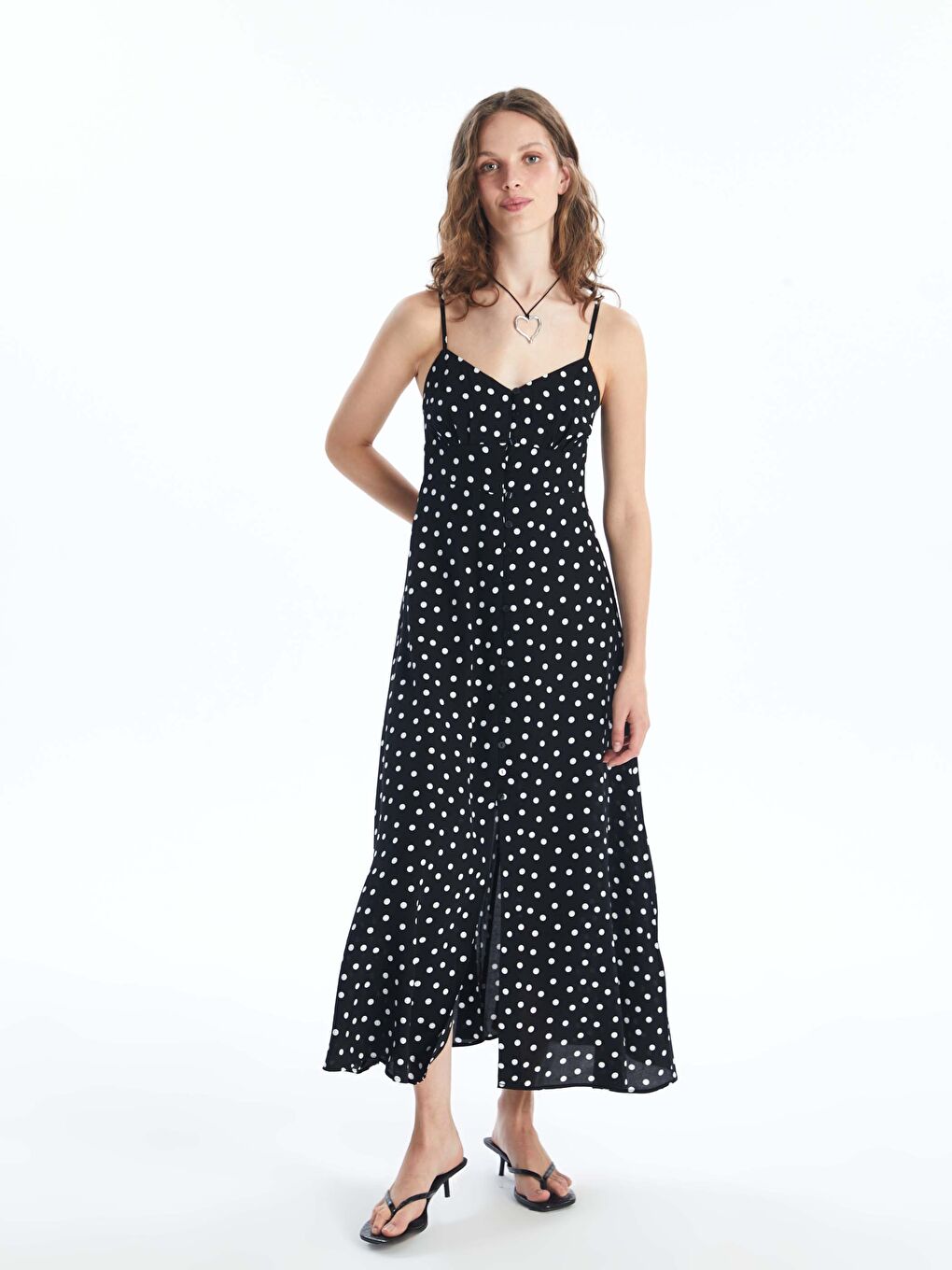 Sweetheart Neck Polka Dot Strappy Women's Dress -S4L118Z8