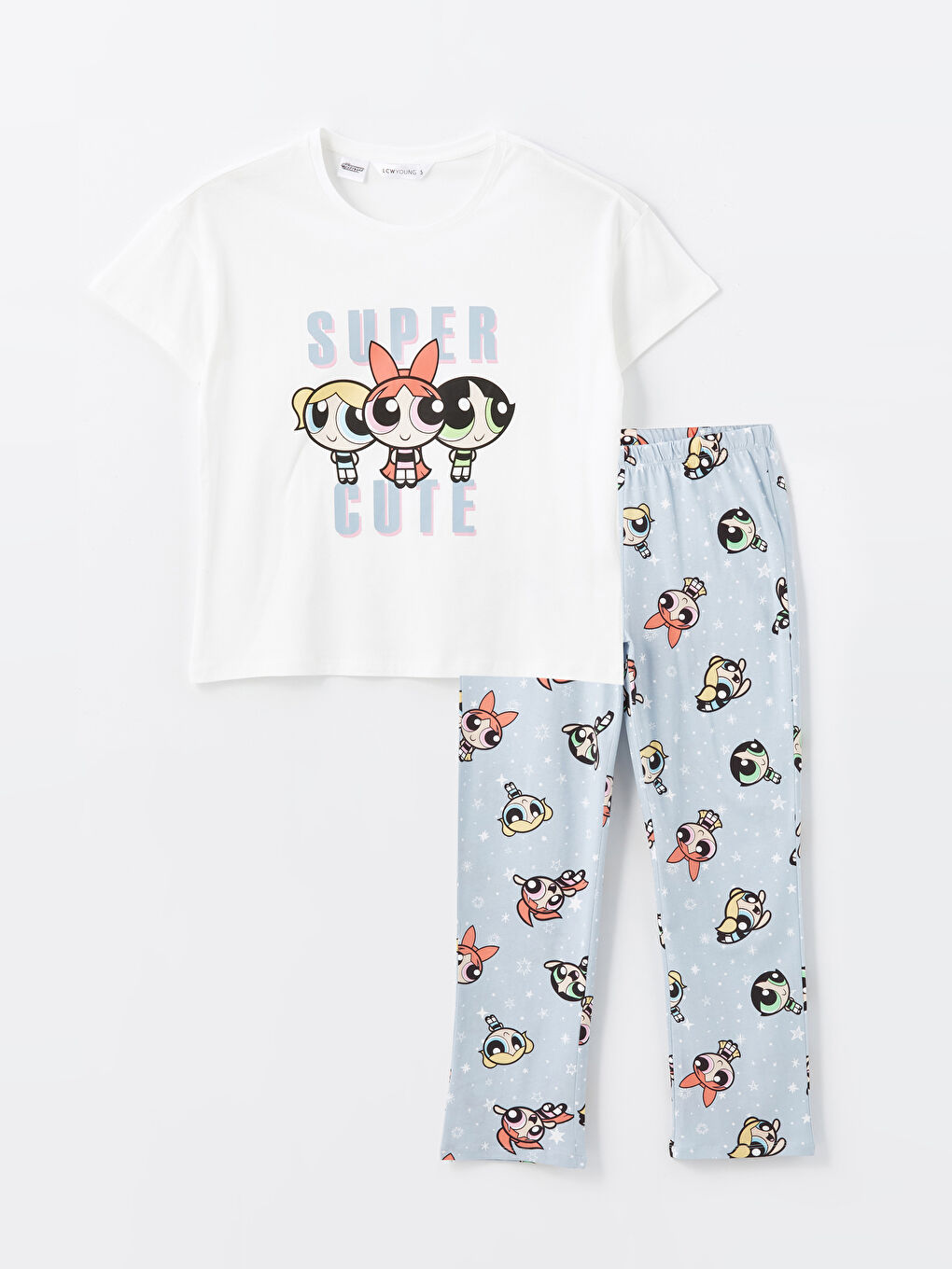 Crew Neck Powerpuff Girls Printed Short Sleeve Women s Pajama Set S4L197Z8 LQK S4L197Z8 LQK LC Waikiki