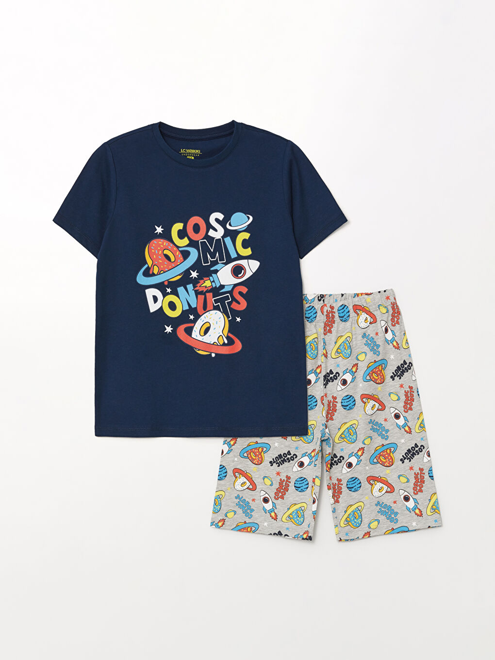 Crew Neck Printed Short Sleeve Boy s Short Pajamas Set S4LK20Z4 JC7 S4LK20Z4 JC7 LC Waikiki
