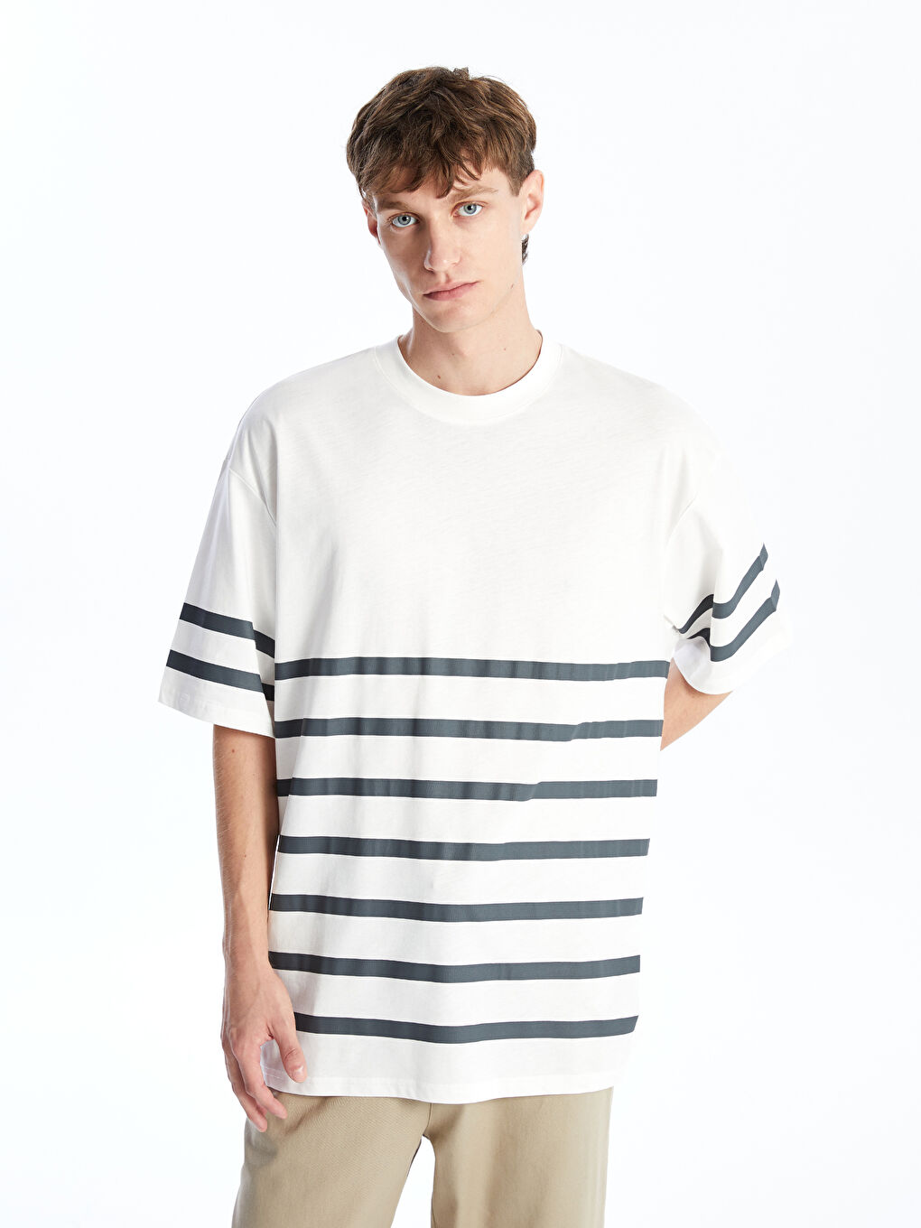 XSIDE Crew Neck Short Sleeve Striped Jersey Men's T-Shirt
