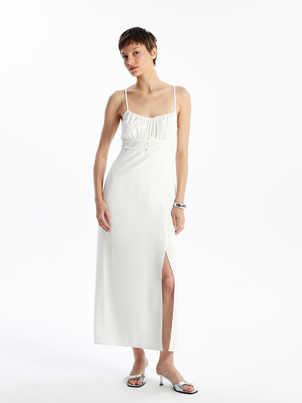 Sweetheart Neckline Straight Strap Linen Blend Women s Dress S4MC24Z8 J5E S4MC24Z8 J5E LC Waikiki