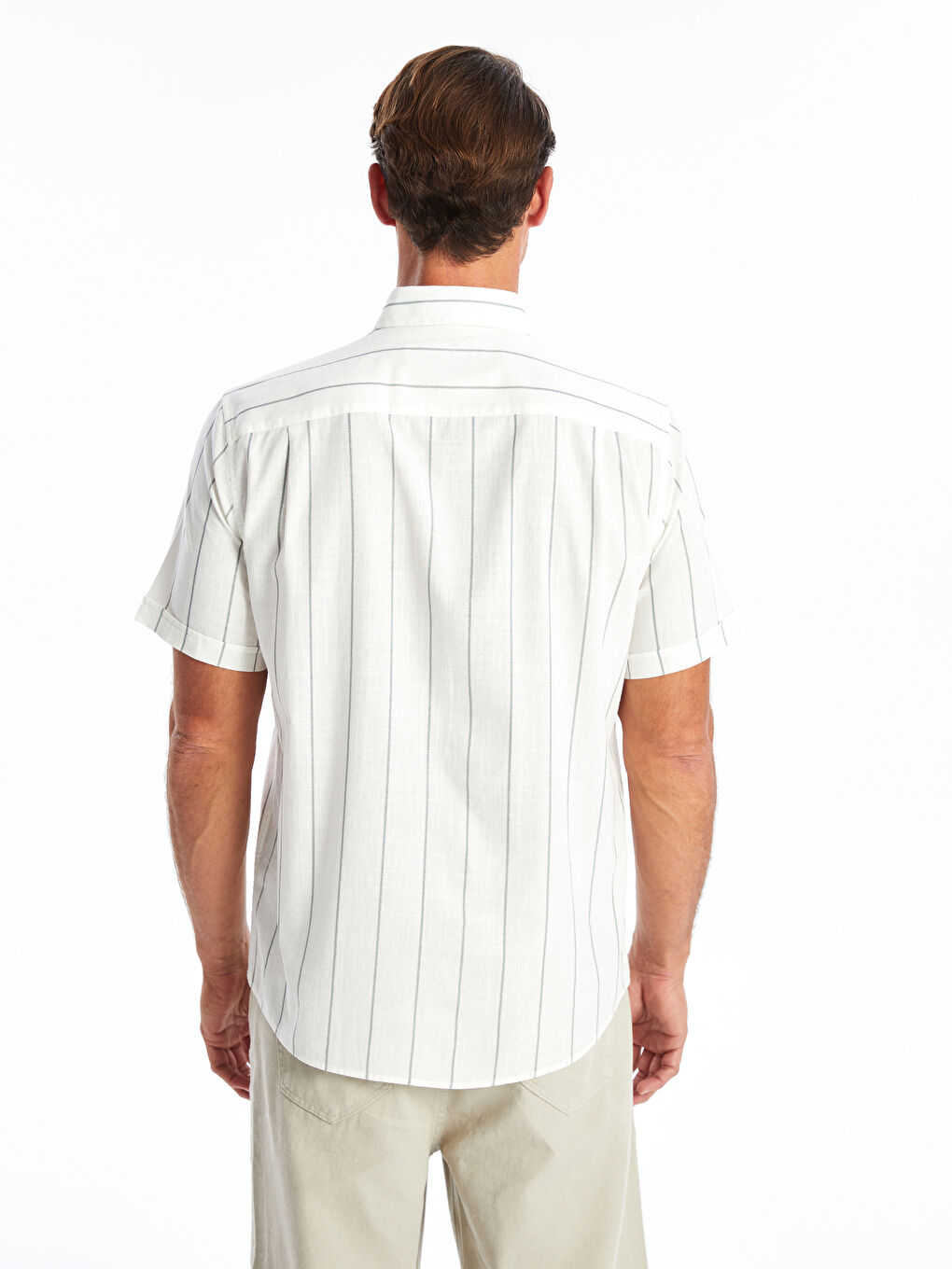 Regular Fit Short Sleeve Striped Oxford Men's Shirt -S4NF59Z8-LFT -  S4NF59Z8-LFT - LC Waikiki