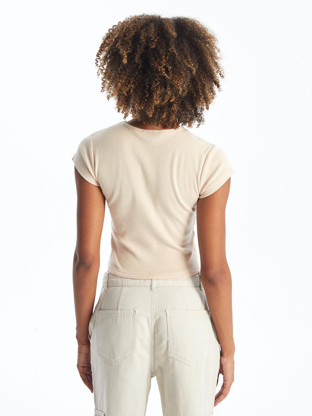 Crew Neck Printed Short Sleeve Women's Crop -S4NH39Z8-YG7