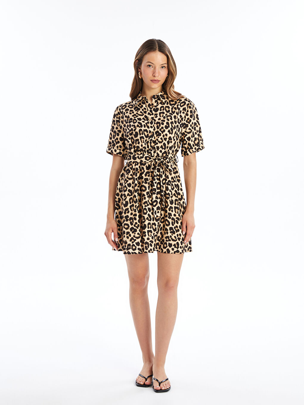 Leopard dress short sleeve discount