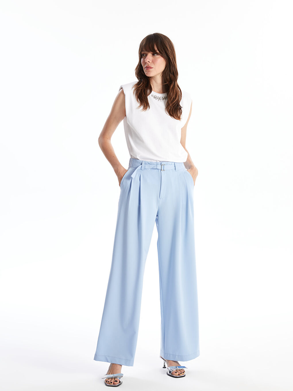 ボトムス　salsation　 Wide pants ライトブルー　XLサイズ ボトムス salsation Wide pants ライトブルー XLサイズ