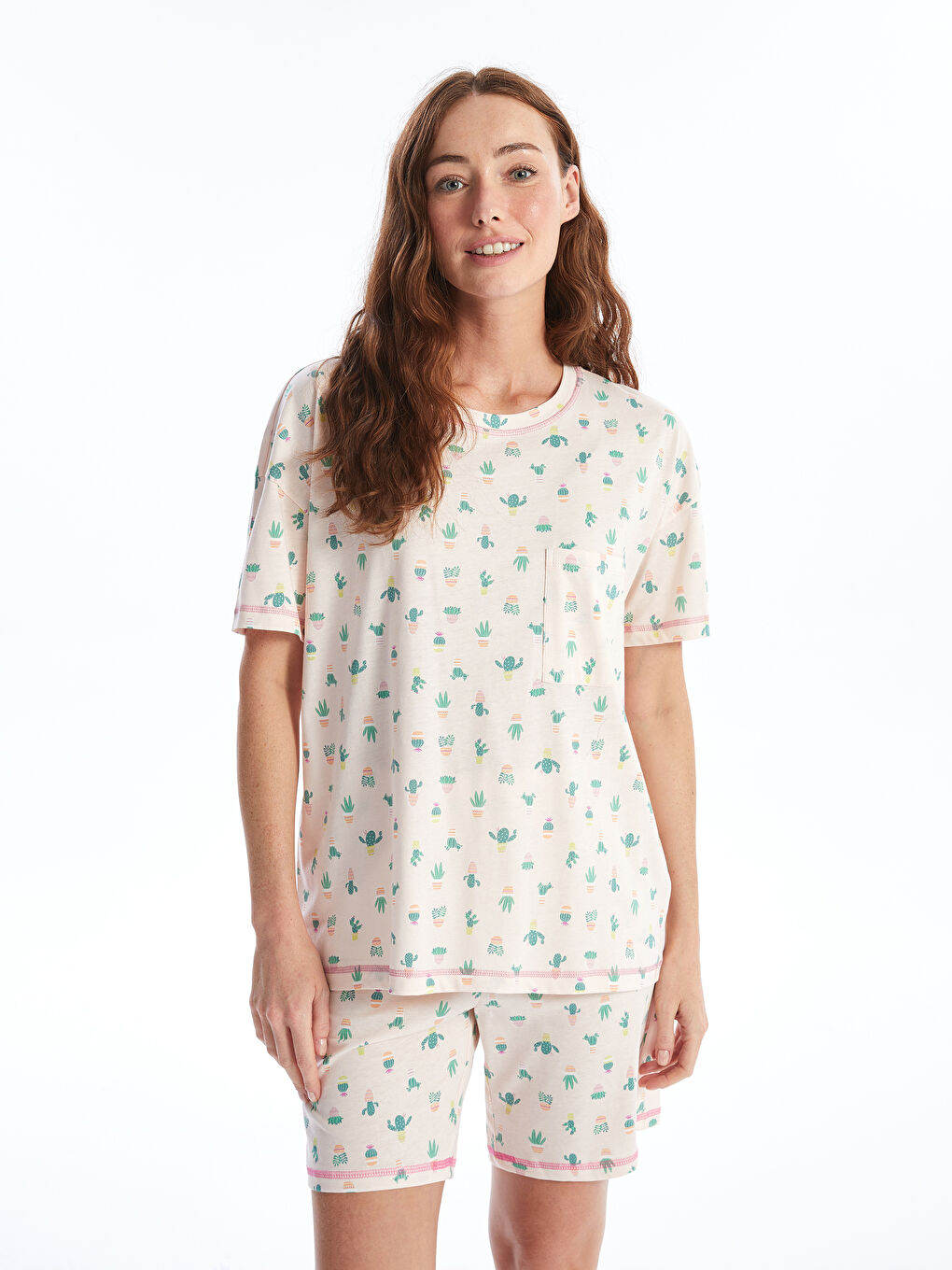 LC WAIKIKI Crew Neck Patterned Short Sleeve Women's Pyjama