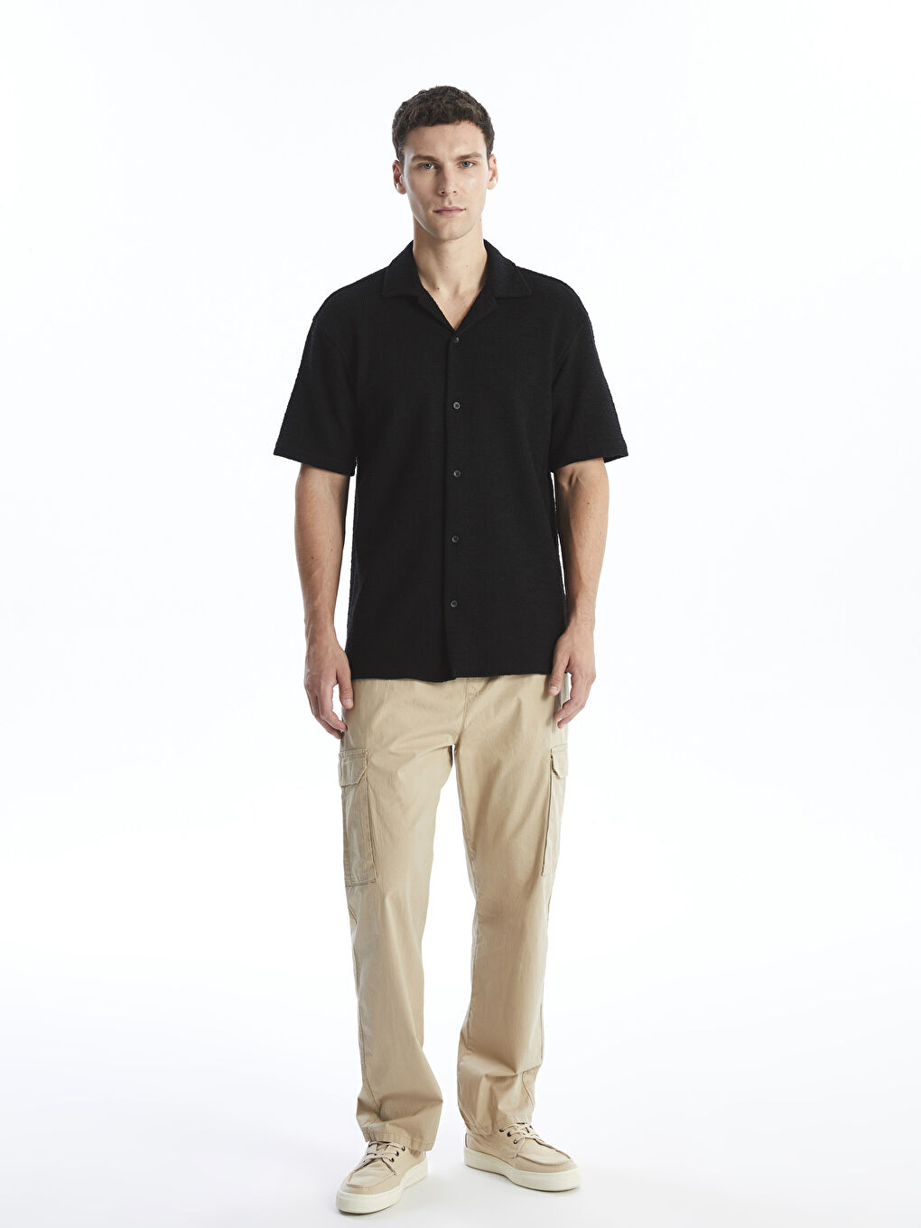 Regular Fit Short Sleeve Gabardine Men's Textured Shirt Regular Fit Short Sleeve Gabardine Men's Textured Shirt