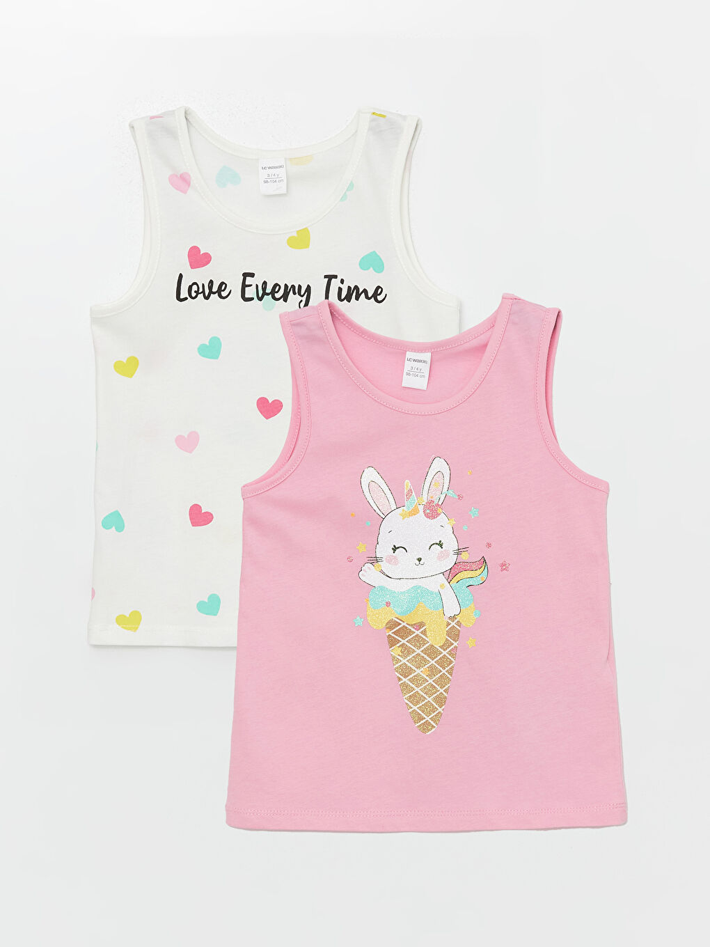 Crew Neck Short Sleeve Printed Baby Girl Tank Top 2 Pack S4OK31Z1 GA5 S4OK31Z1 GA5 LC Waikiki