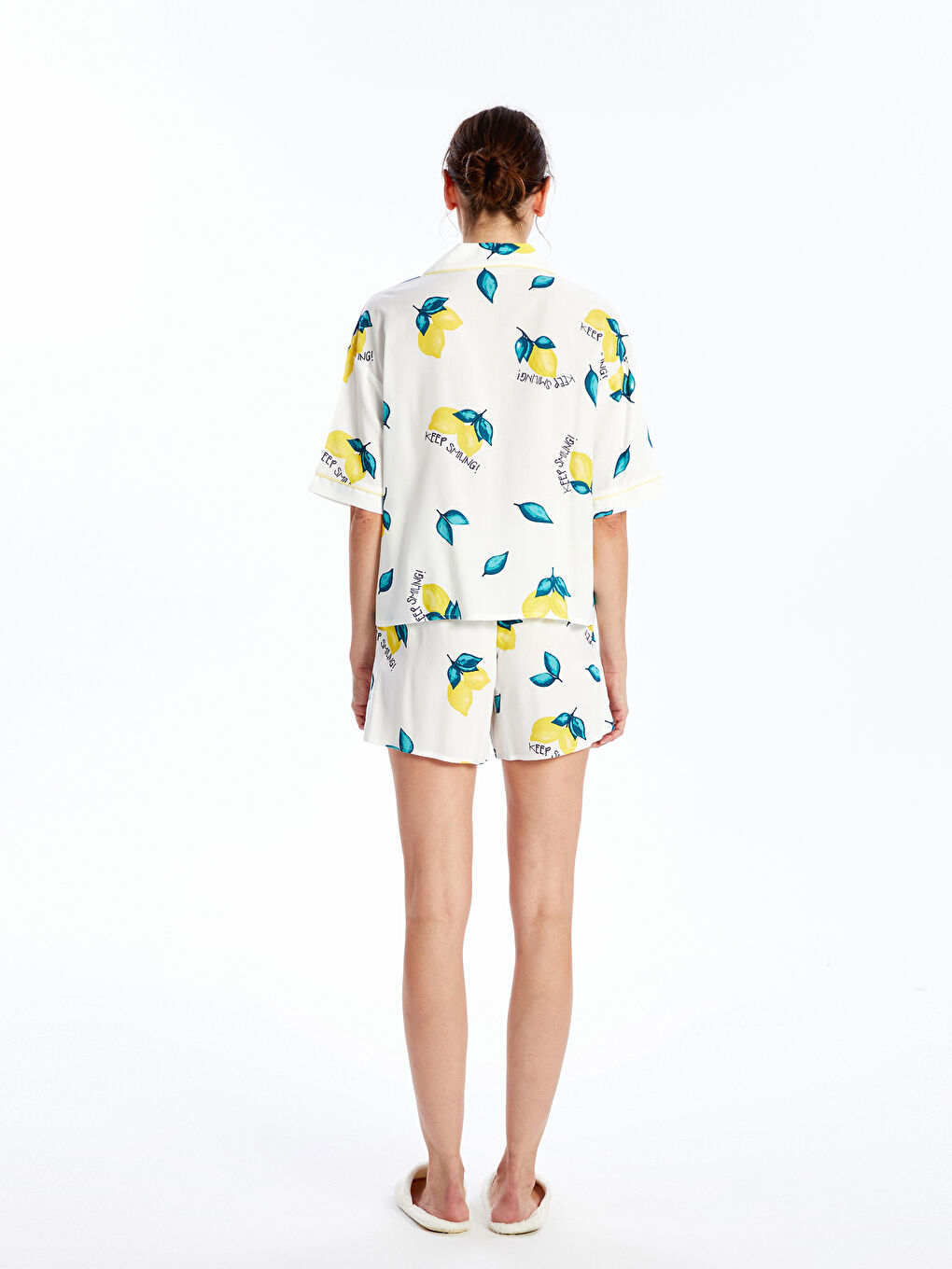 Shirt Collar Printed Women's Shorts Pajama Set -S4ON45Z8-LU8