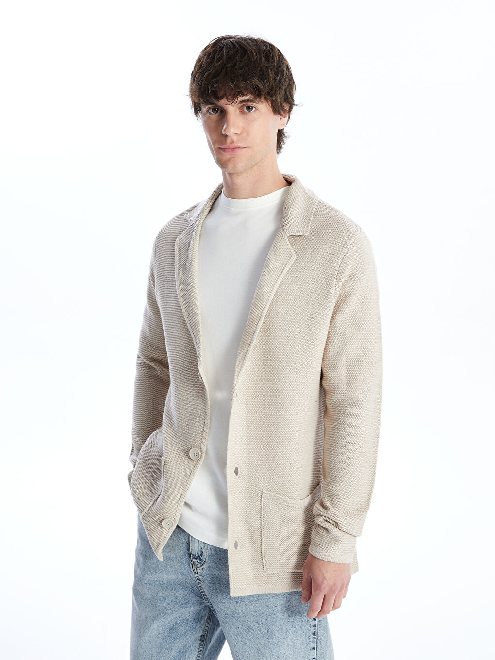 Slim fit shawl collar cardigan top