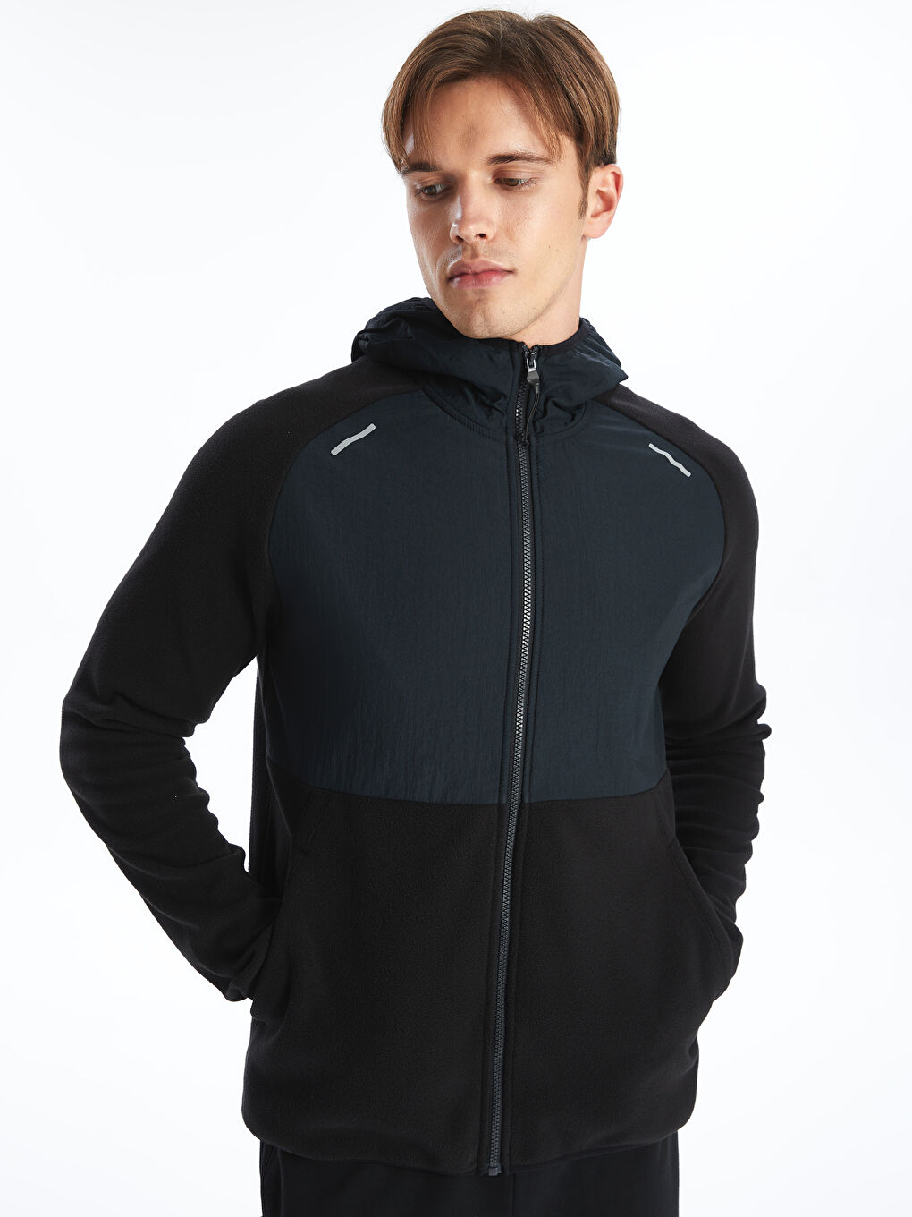 Hooded Long Sleeve Fleece Men s Zippered Sweatshirt W40340Z8 CVL W40340Z8 CVL LC Waikiki