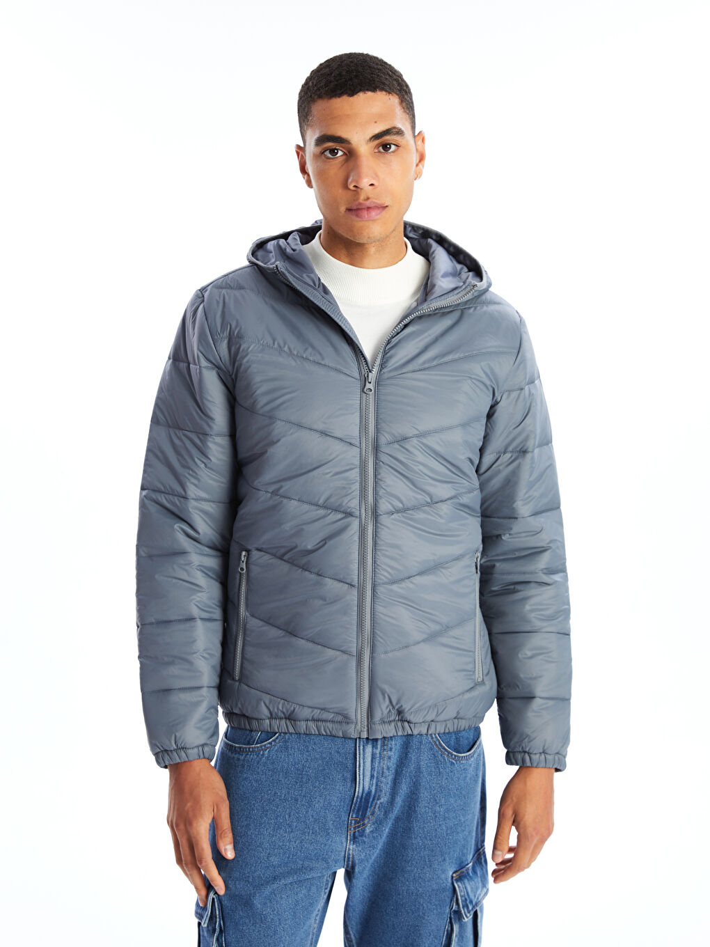 Slim Fit Hooded Men s Down Coat W40453Z8 GYS W40453Z8 GYS LC Waikiki