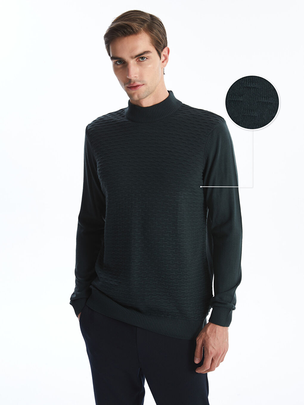 Half Turtleneck Long Sleeve Men's Tricot Sweater -W40731Z8