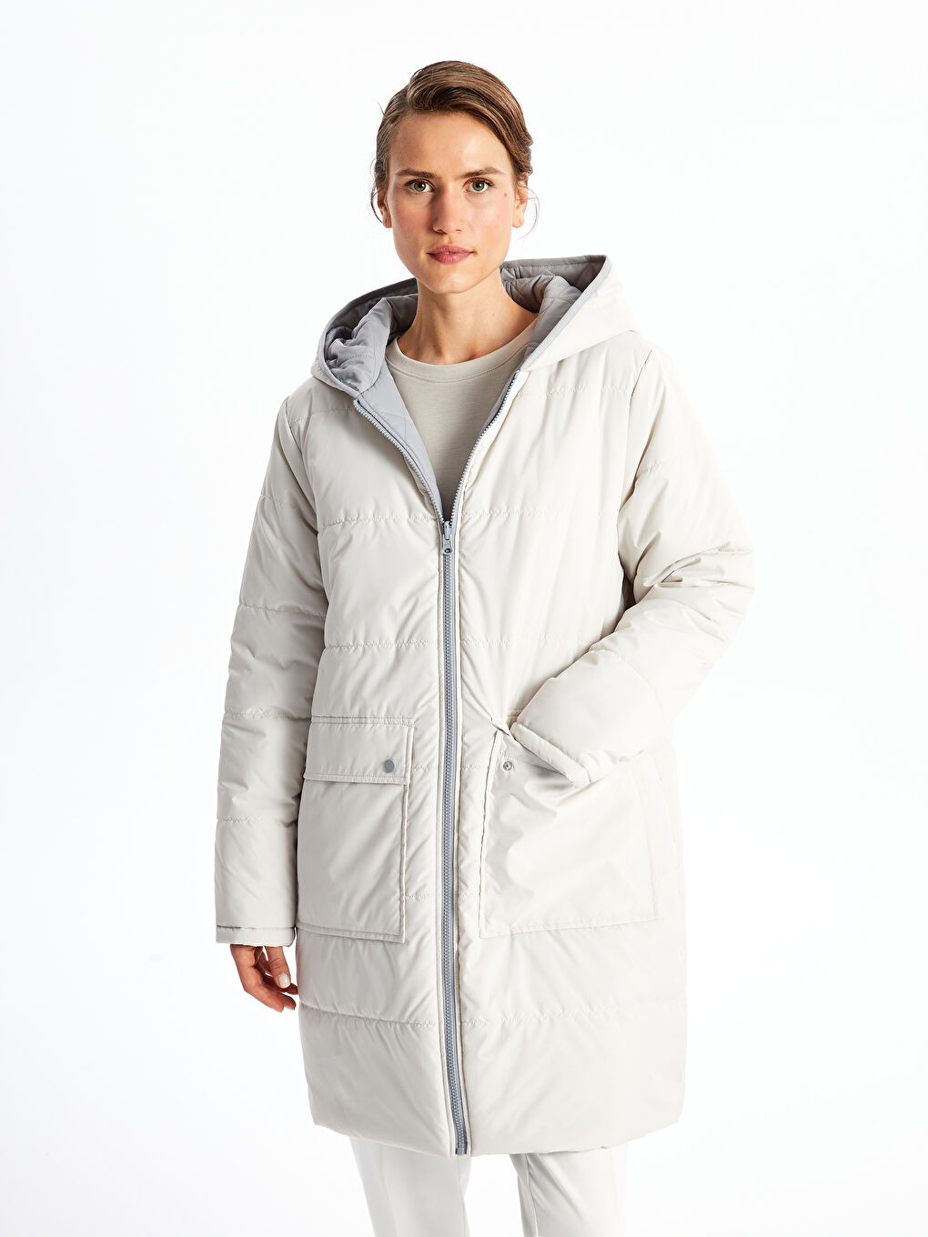 Grey womens puffer coat shop