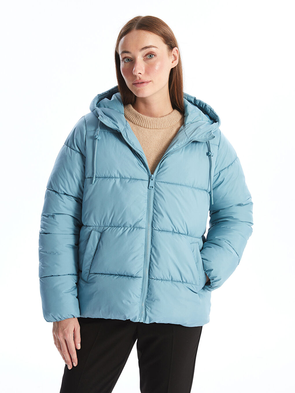 Hooded Women's Down Jacket -W40787Z8-GQT - W40787Z8-GQT - LC