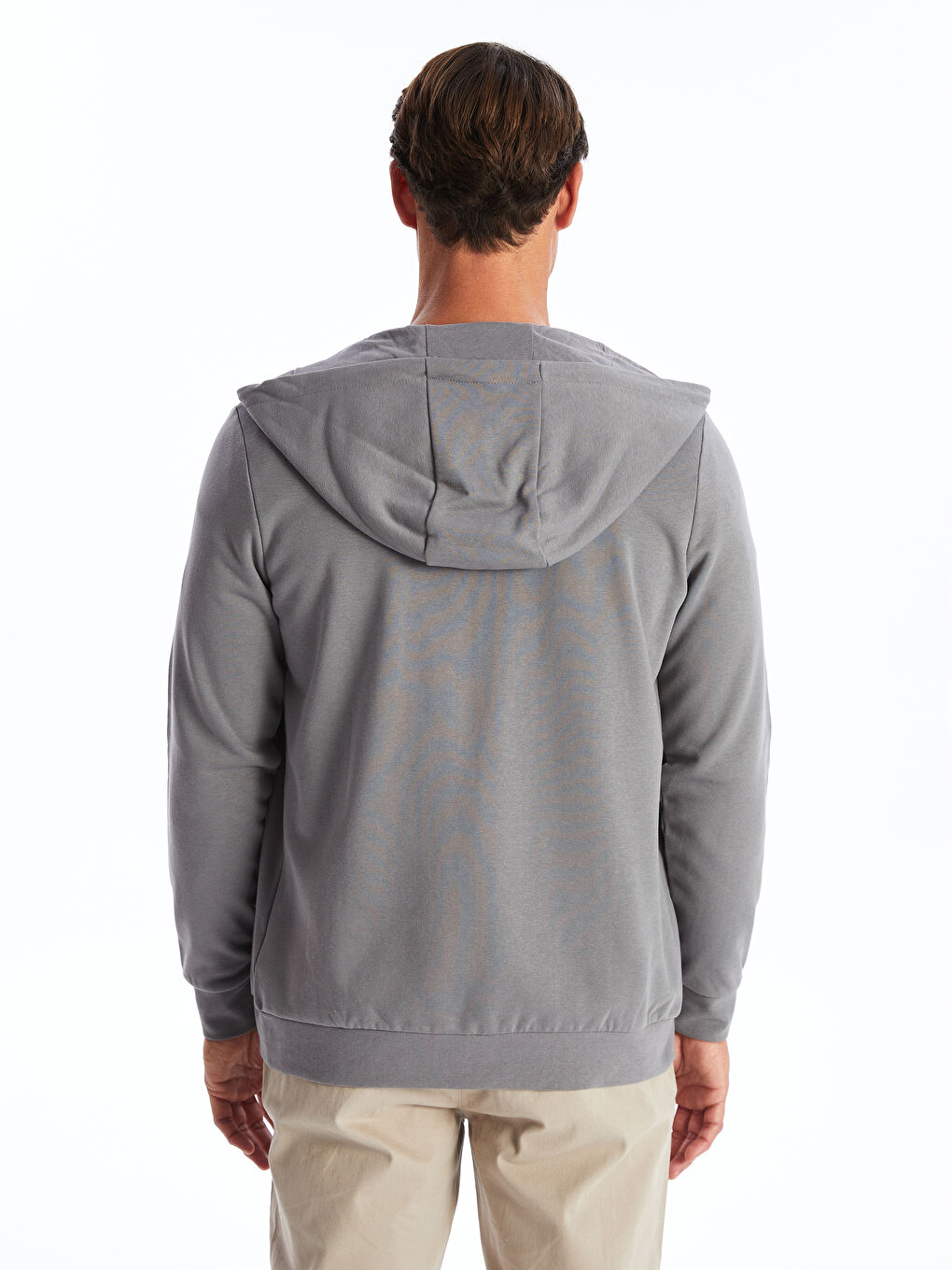 Hooded Long Sleeve Men's Thick Zippered Sweatshirt -W40829Z8