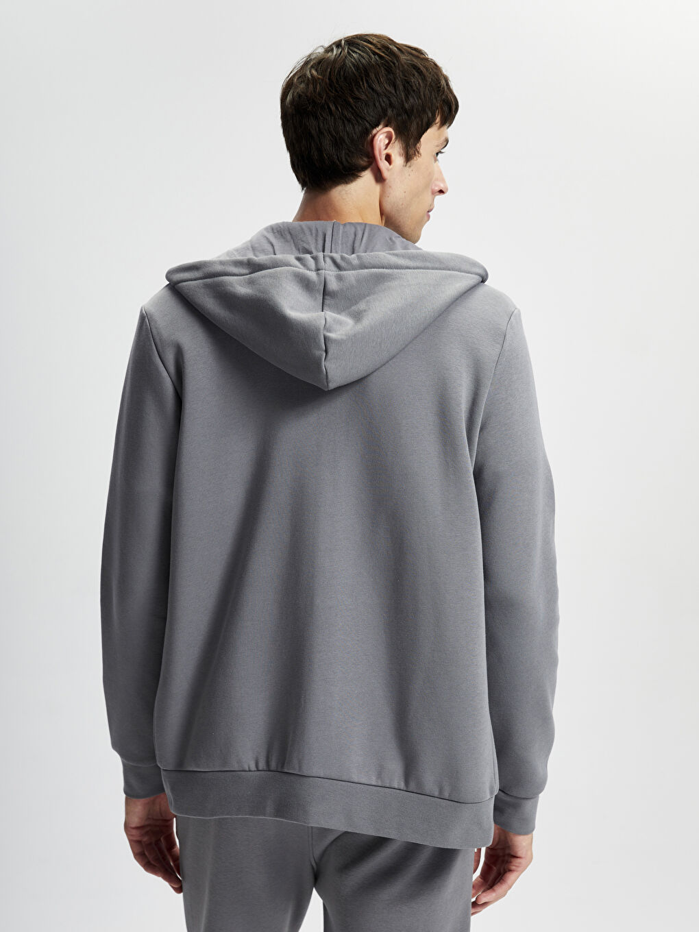 Hooded Long Sleeve Men's Thick Zippered Sweatshirt -W40829Z8