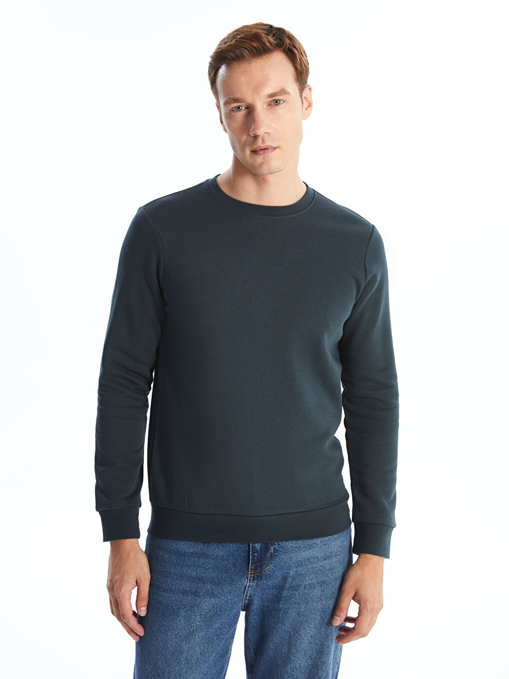 Crew Neck Long Sleeve Men's Thick Sweatshirt -W40850Z8-SL6
