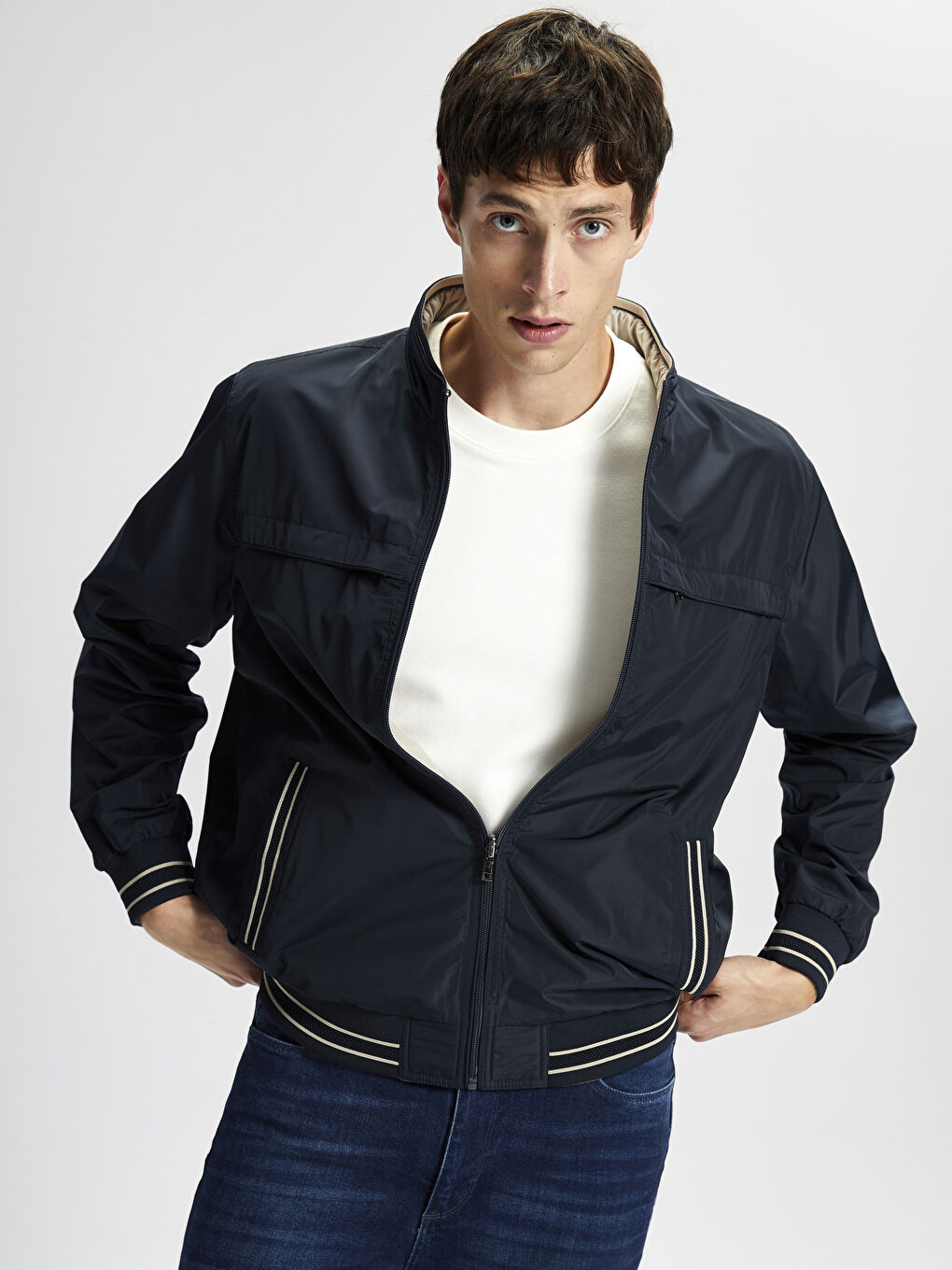 Stand Collar Double-Sided Men's Jacket -W41072Z8-RFD - W41072Z8-RFD - LC  Waikiki