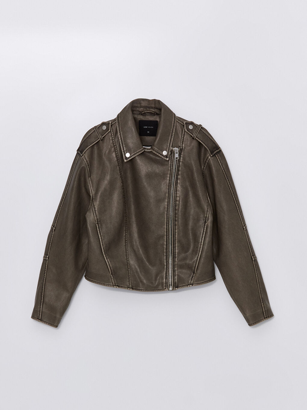 Biker Collar Women's Leather Look Jacket -W41107Z8-502