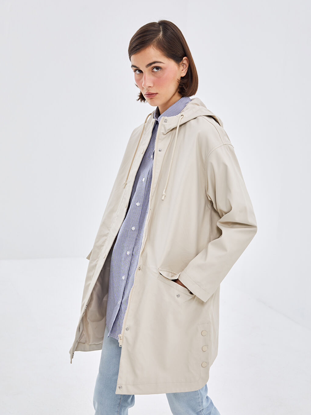 Hooded Regular Long Sleeve Women's Raincoat -W41462Z8-YBA - W41462Z8-YBA -  LC Waikiki