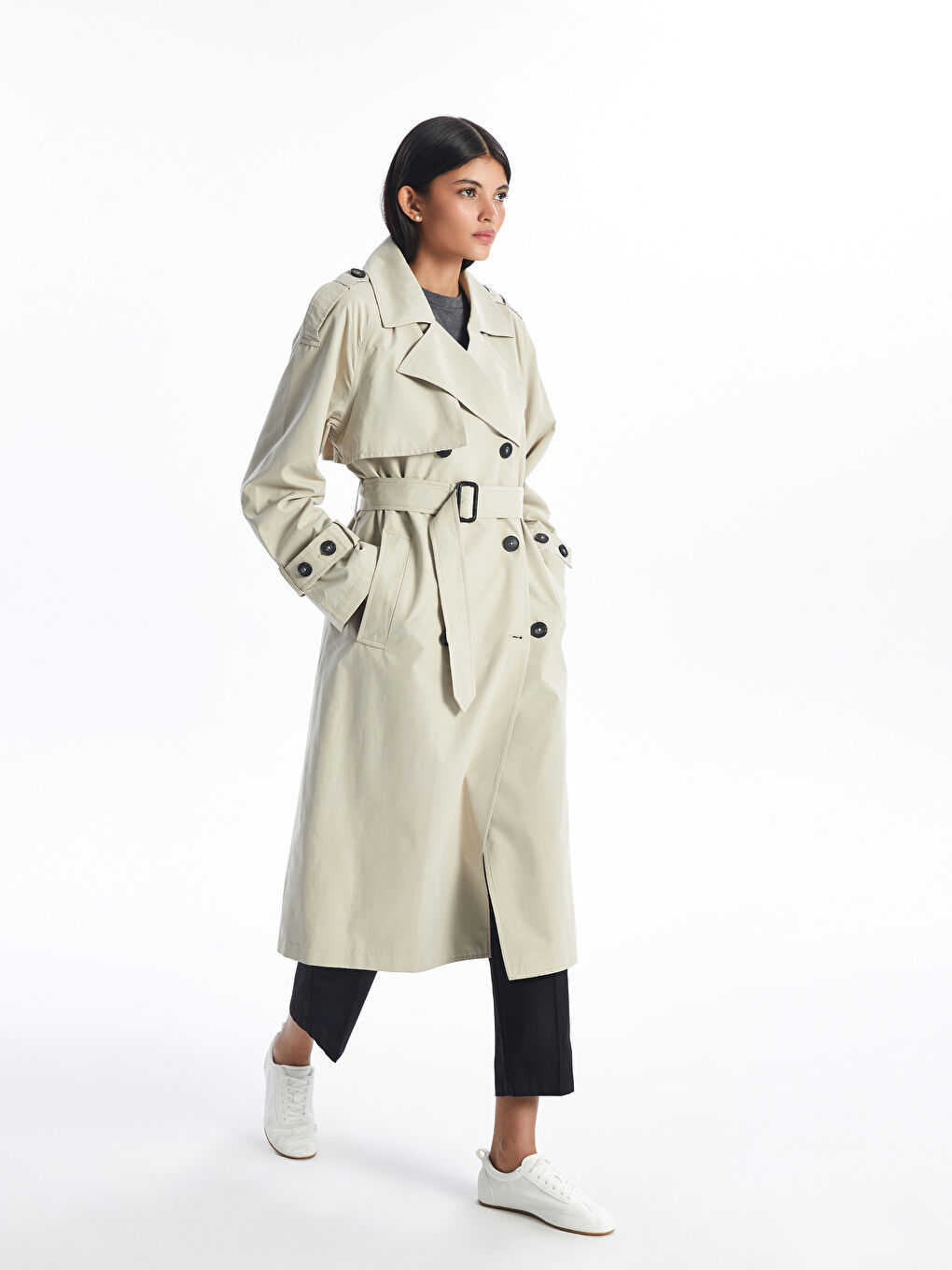Jacket Collar Straight Long Sleeve Oversize Women's Trench