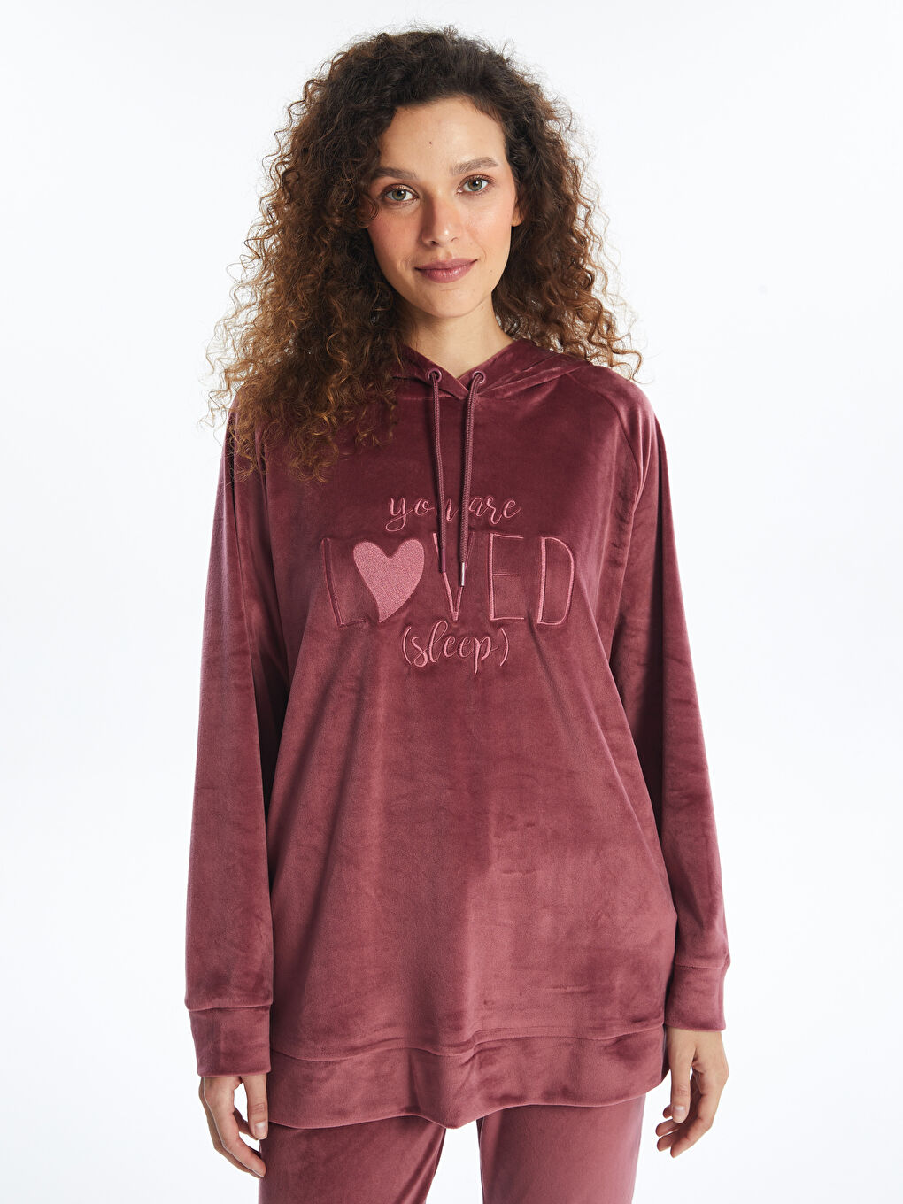 Hooded Velvet Women s Pajama Top W41515Z8 H9R W41515Z8 H9R LC Waikiki