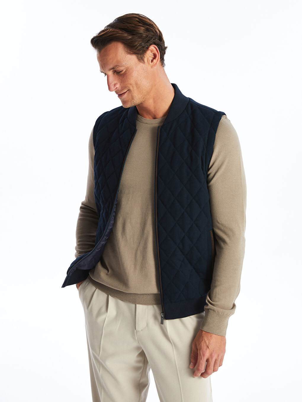 Standard Fit Turtle Neck Men's Tricot Vest -W42145Z8-RFH - W42145Z8-RFH -  LC Waikiki