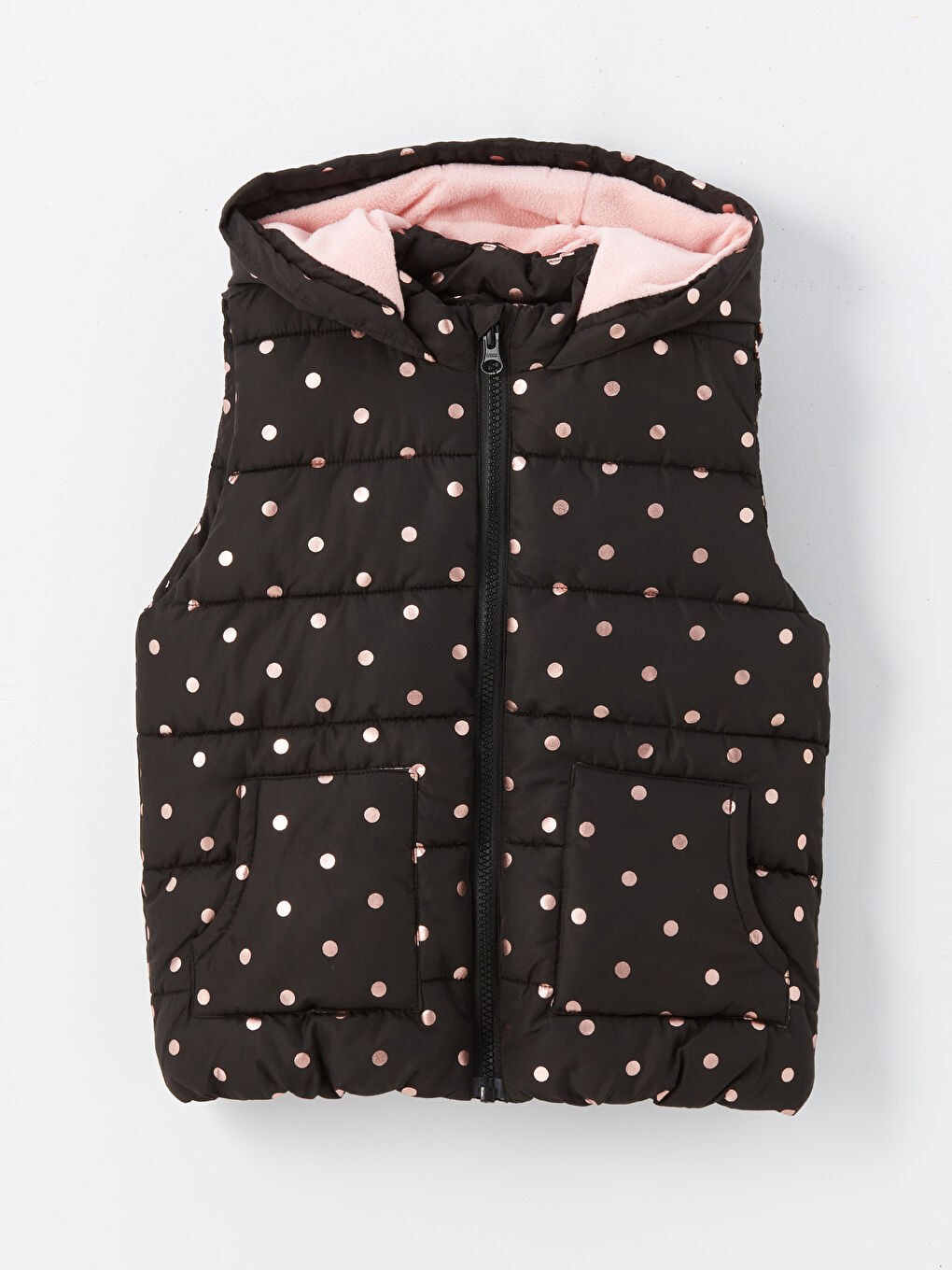 Hooded Polka Dot Girls Puffer Vest W42169Z1 LQJ W42169Z1 LQJ LC Waikiki