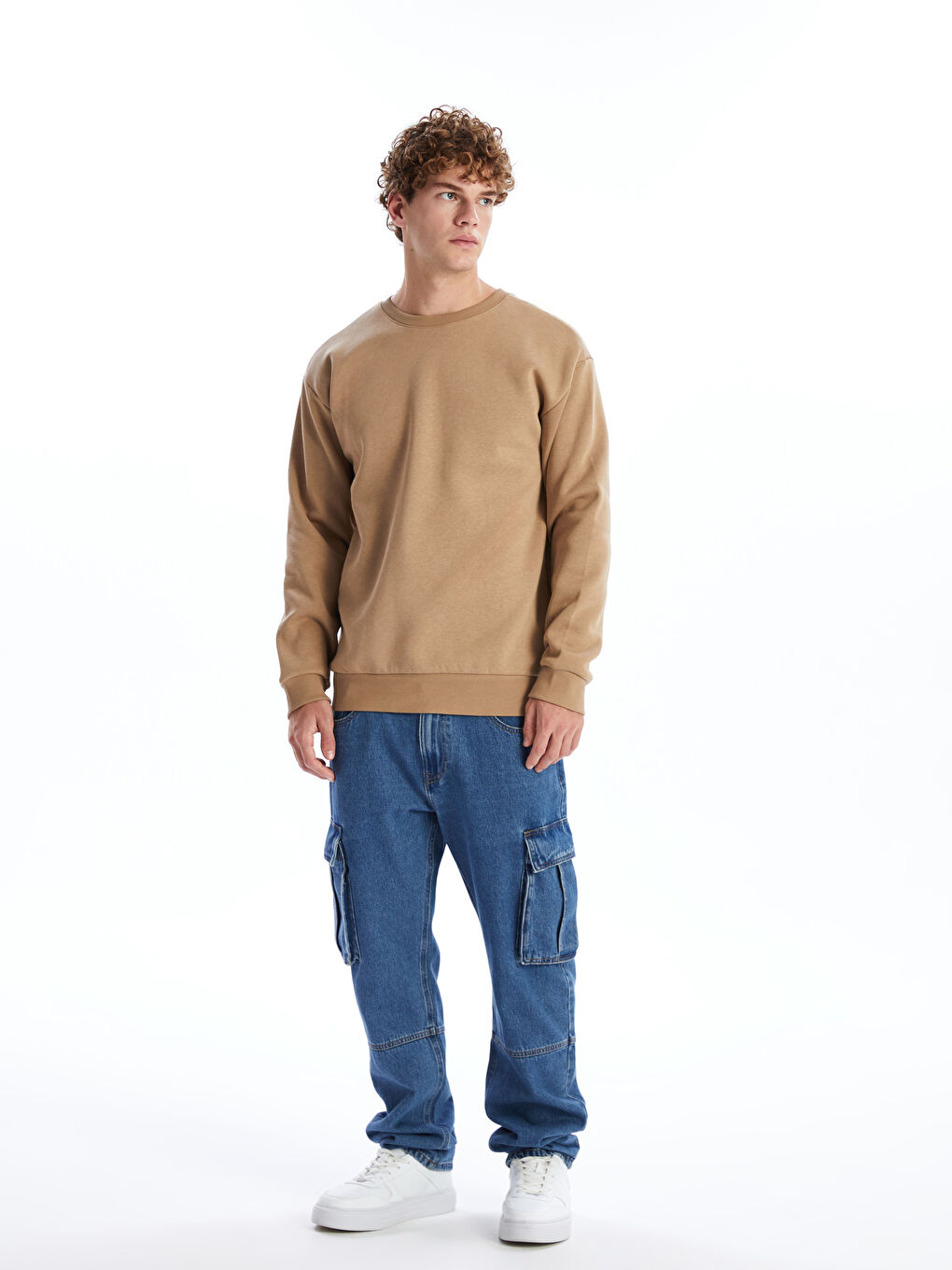 Crew Neck Long Sleeve Men's Thick Sweatshirt -W42251Z8-YKR