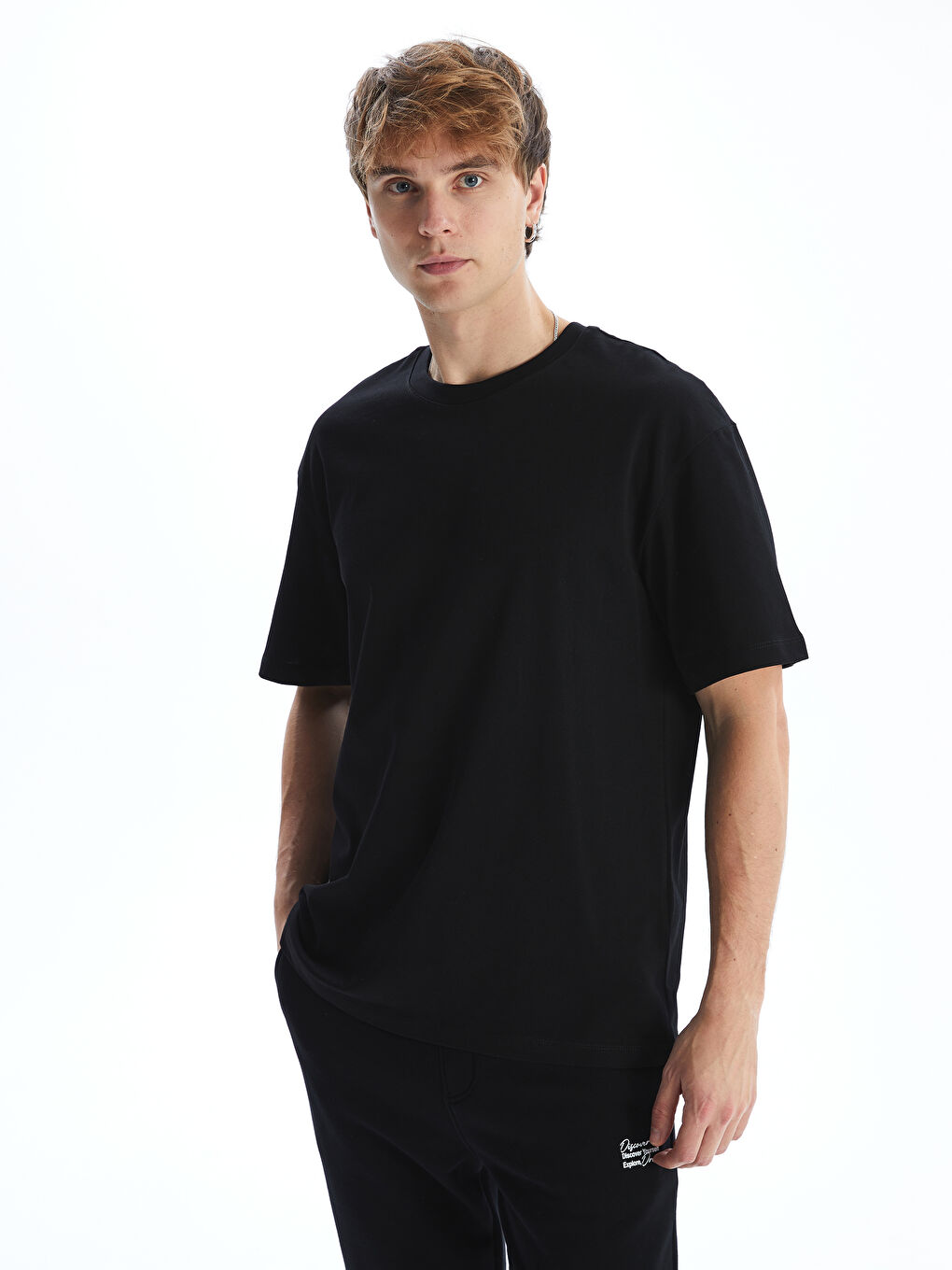Crew Neck Short Sleeve Combed Cotton Men's T-shirt -W42252Z8
