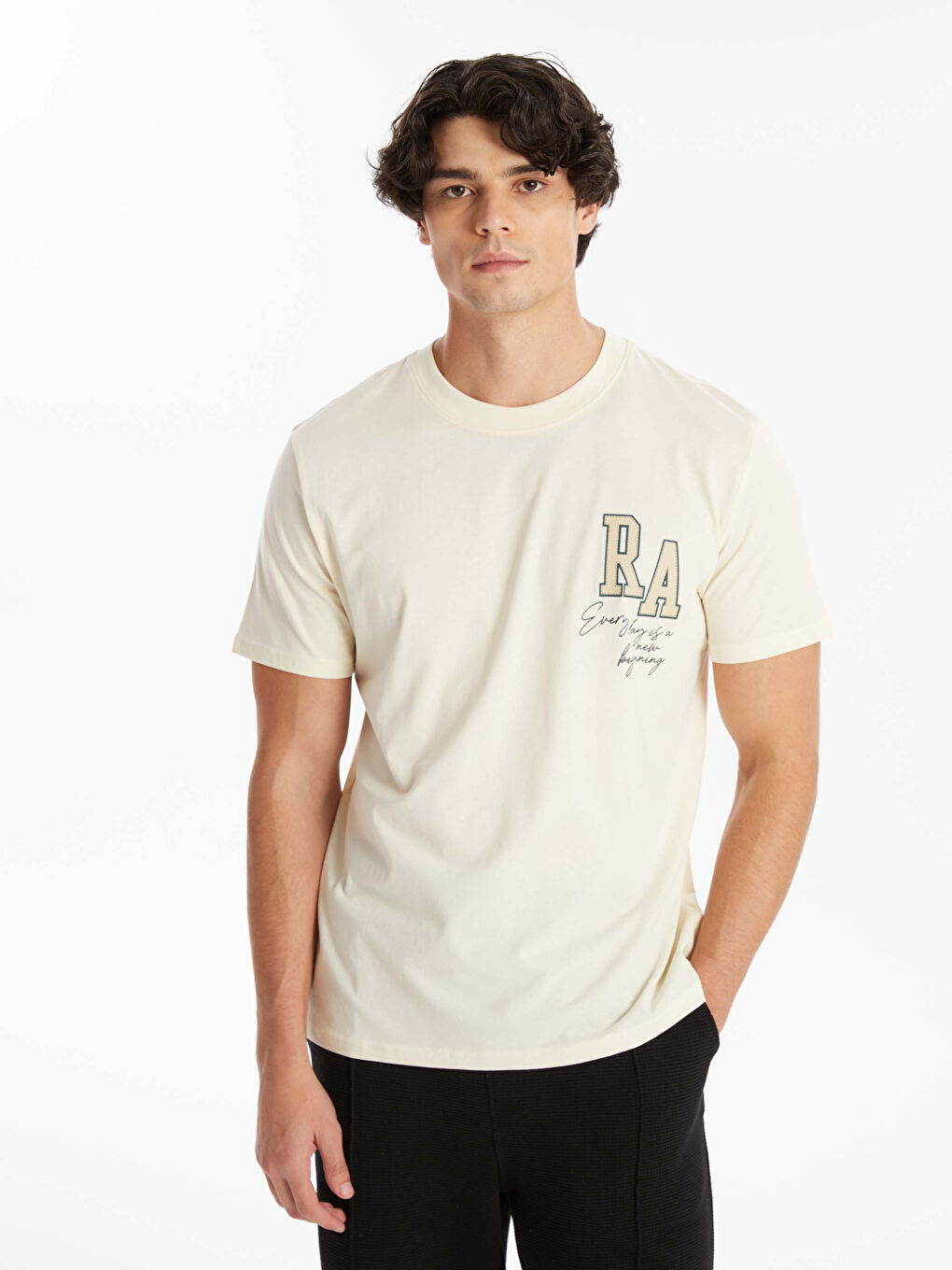 XSIDE Crew Neck Short Sleeve Printed Combed Cotton Men's T