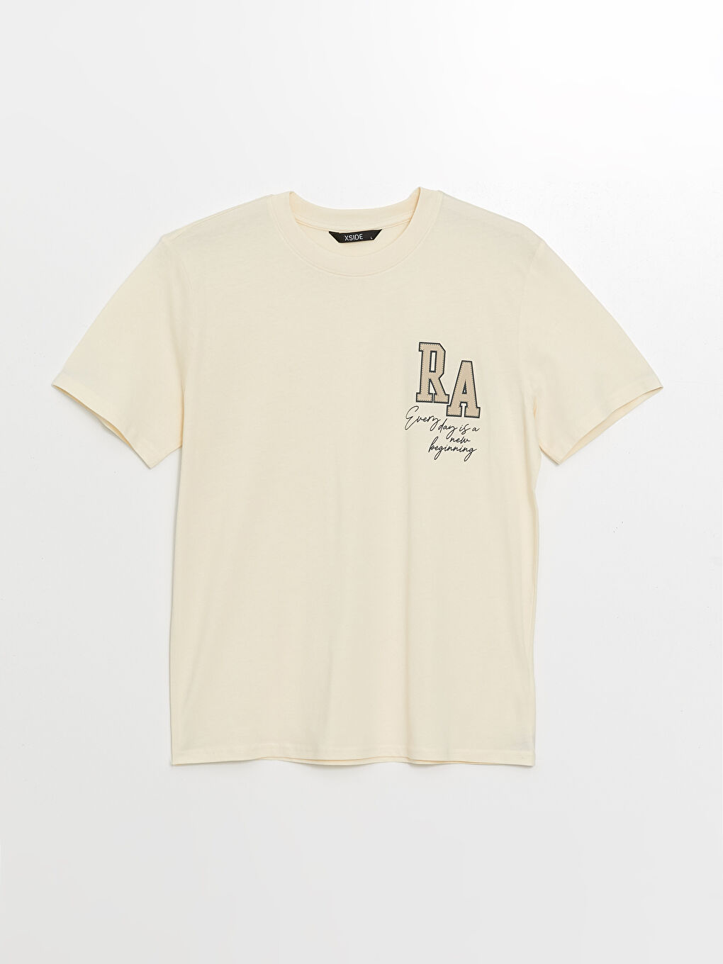 Tシャツ・カットソー   Men T-shirt Beige K10K113798 0F4 XSIDE Crew Neck Short Sleeve Printed Combed Cotton Men's T