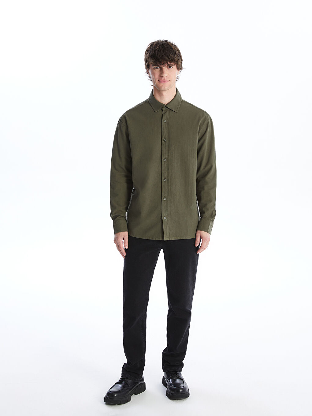 Regular Fit Long Sleeve Men's Shirt -W42279Z8-SEM - W42279Z8