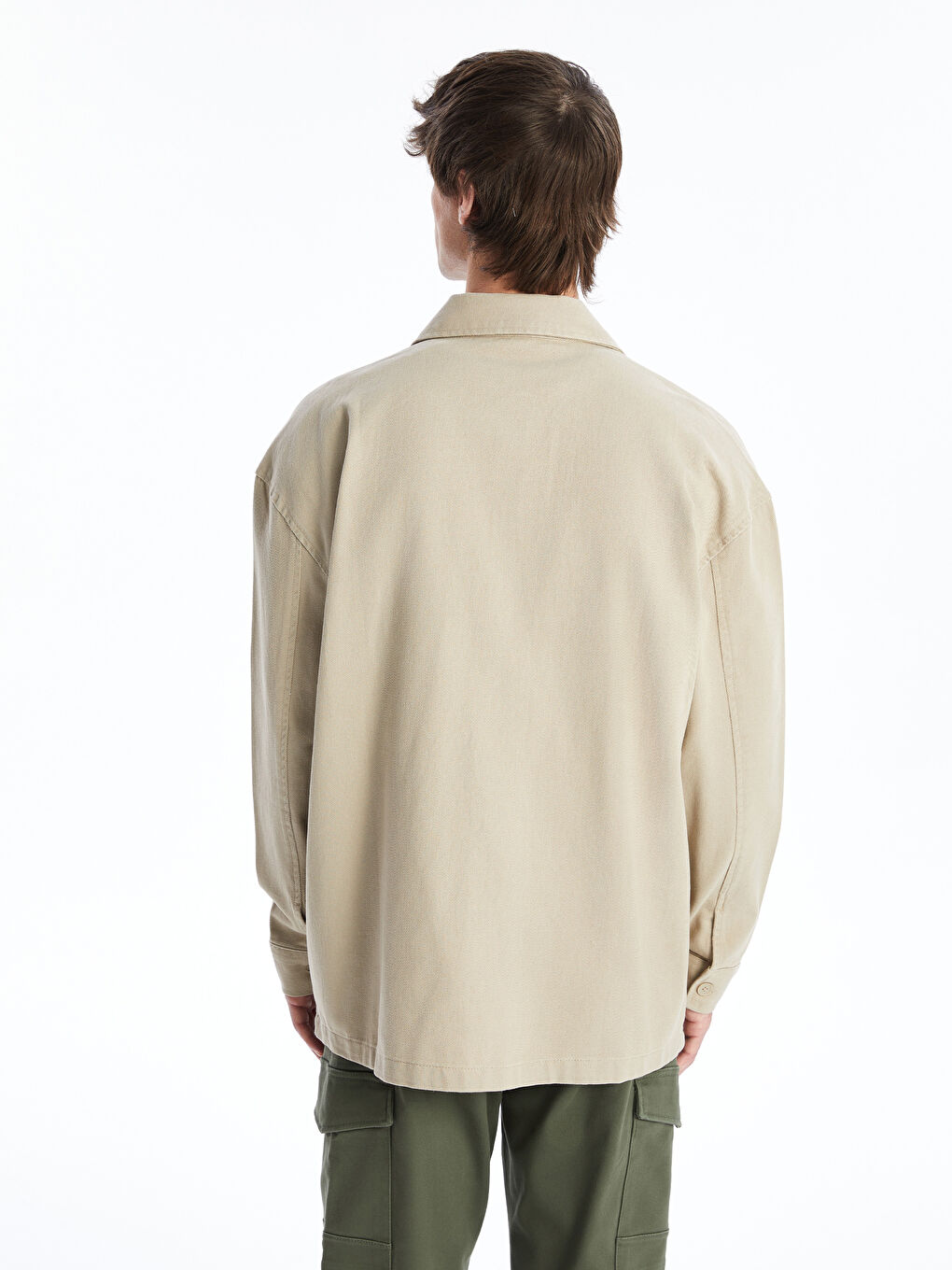Relaxed Fit Long Sleeve Gabardine Men's Shirt Jacket Relaxed Fit Long Sleeve Gabardine Men's Shirt Jacket