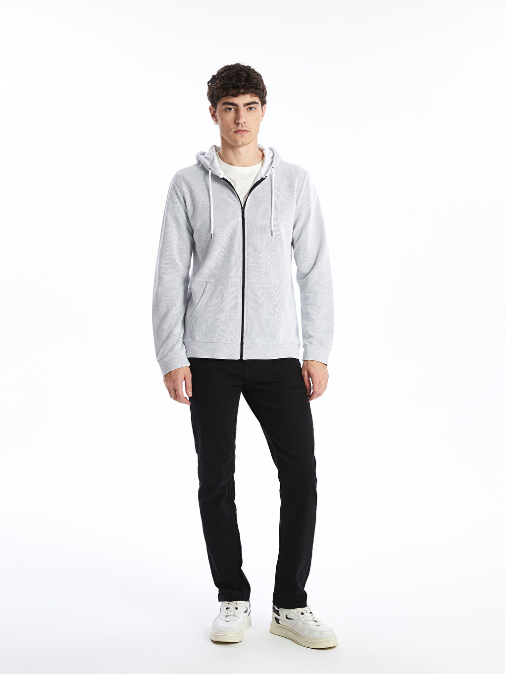 Hooded Long Sleeve Zipper Men's Sweatshirt -W42329Z8-J2B - W42329Z8-J2B -  LC Waikiki
