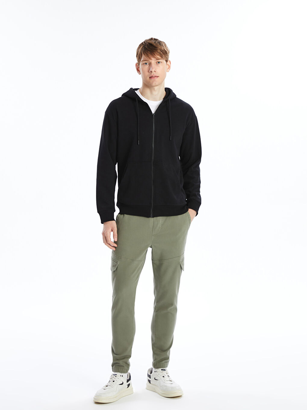 Hooded Long Sleeve Men's Thick Zippered Sweatshirt -W42330Z8