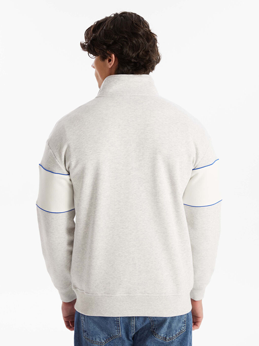 Stand Collar Long Sleeve Printed Men's Thick Sweatshirt