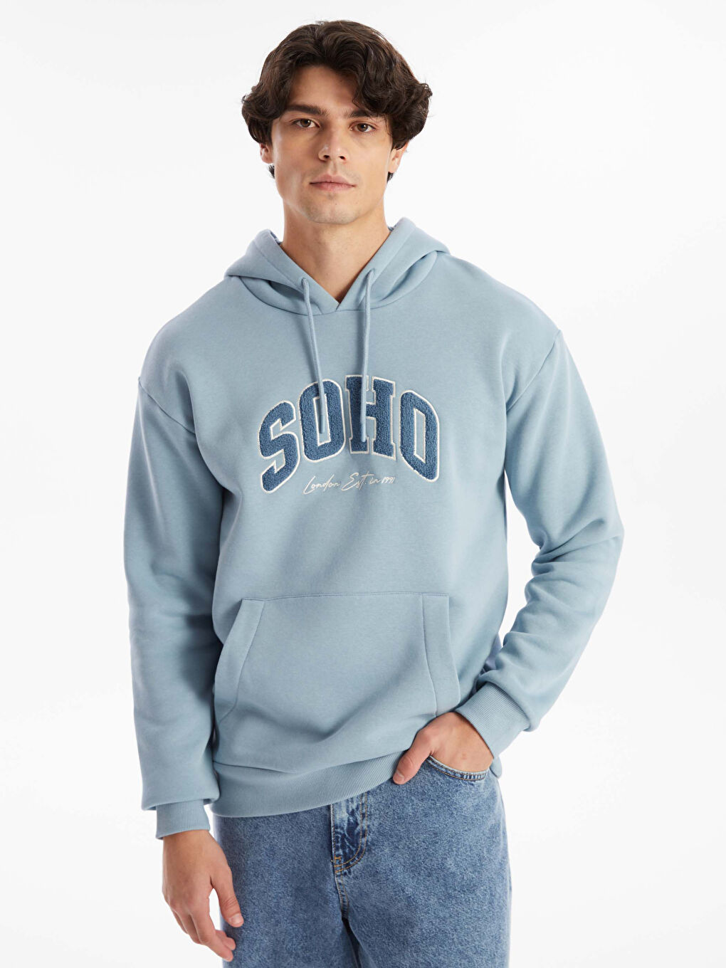 Long Sleeve Embroidered Men's Thick Hoodie -W42341Z8-S8J Long Sleeve Embroidered Men's Thick Hoodie -W42341Z8-S8J