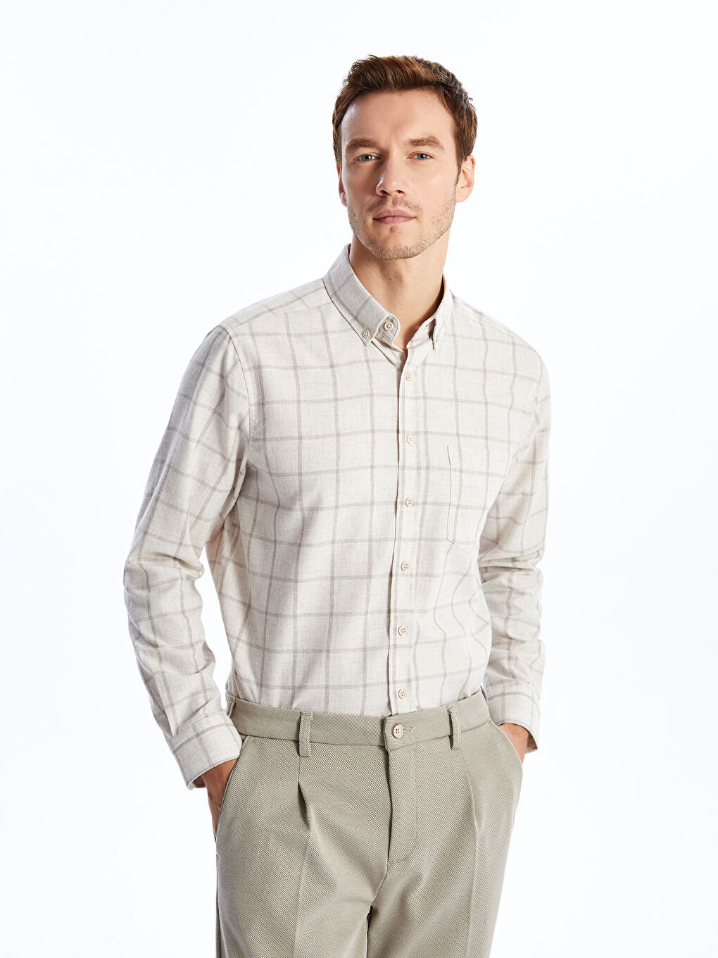 Regular Fit Long Sleeve Plaid Men's Shirt -W42386Z8-LKQ - W42386Z8-LKQ - LC  Waikiki