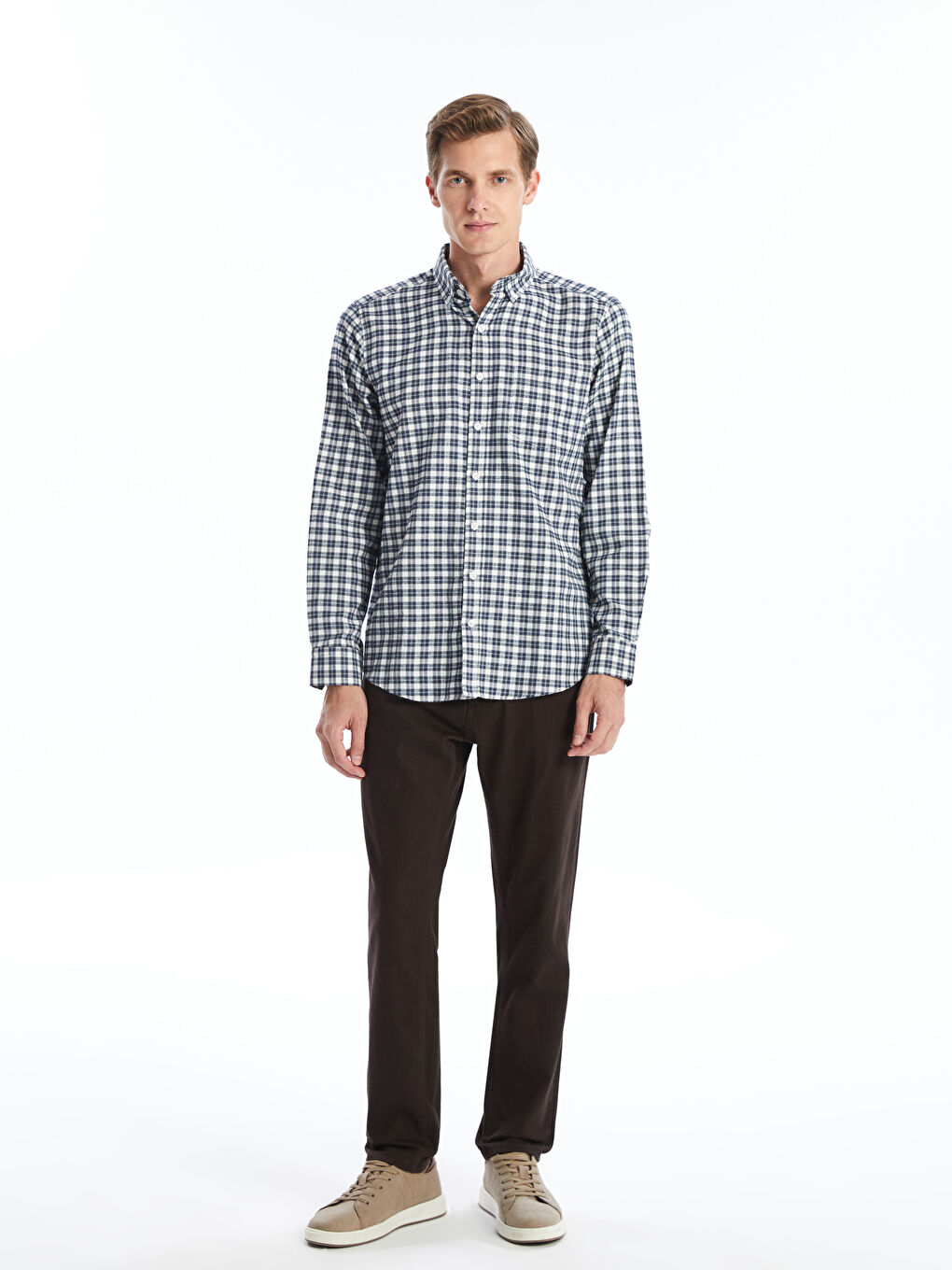 Regular Fit Long Sleeve Plaid Men's Shirt -W42389Z8-LKQ - W42389Z8-LKQ - LC  Waikiki