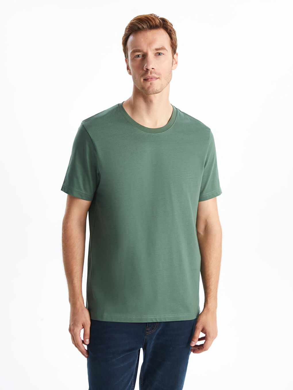 Crew Neck Short Sleeve Combed Cotton Men s T shirt W42717Z8 HBA W42717Z8 HBA LC Waikiki