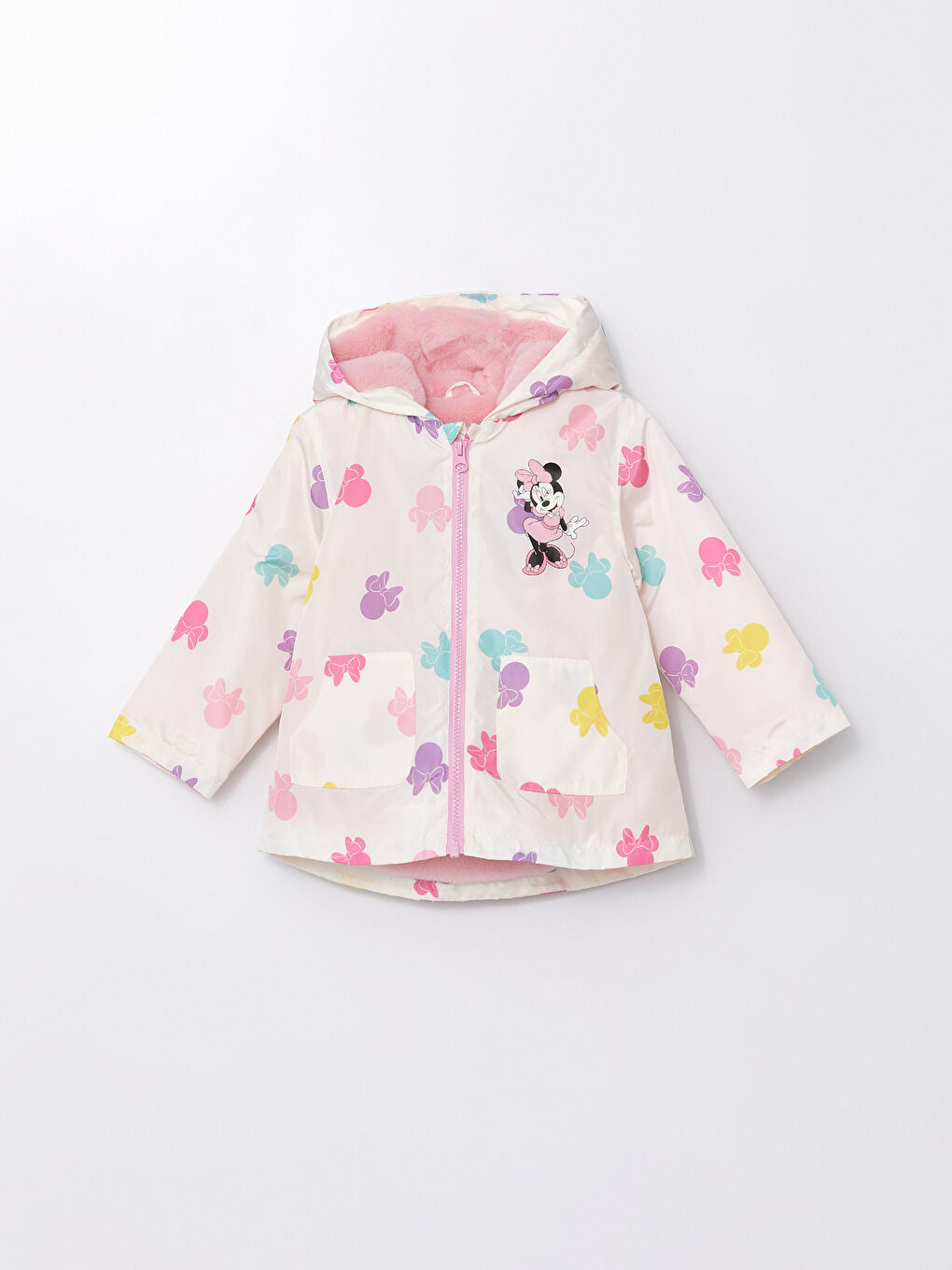 Hooded Minnie Mouse Printed Girls Coat W43040Z1 LRA W43040Z1 LRA LC Waikiki