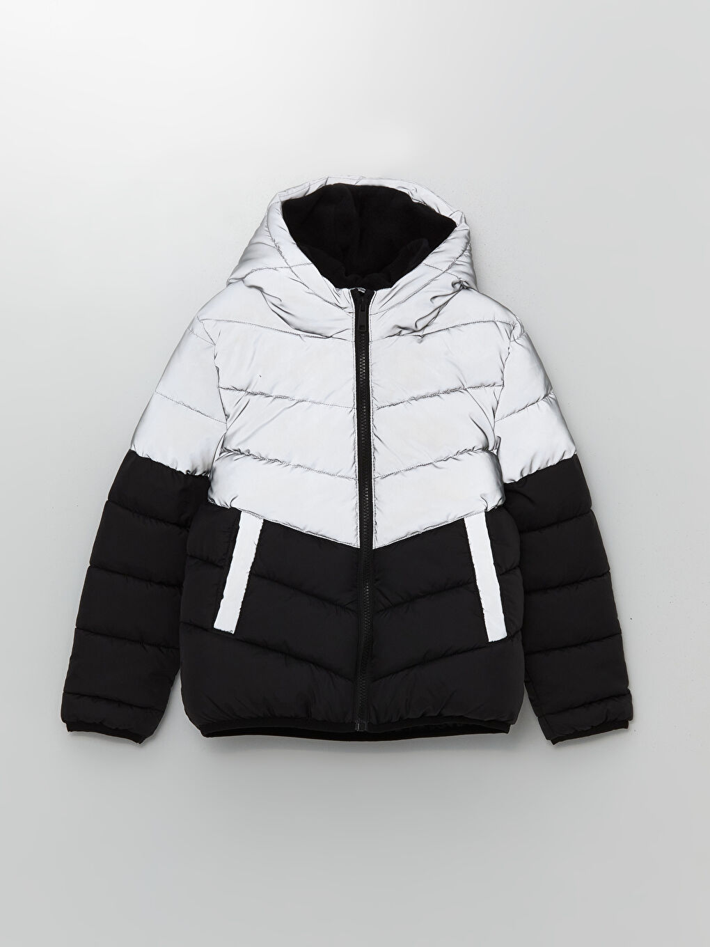 Hooded Reflective Detail Boys' Puffer Coat -W43079Z4-J2B