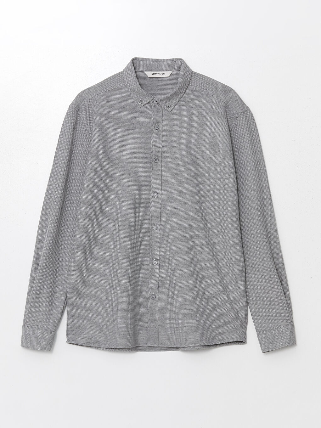【保障できる】 Fit Slim Long -W43370Z8-QDS Shirt Textured Men's Sleeve ピアス