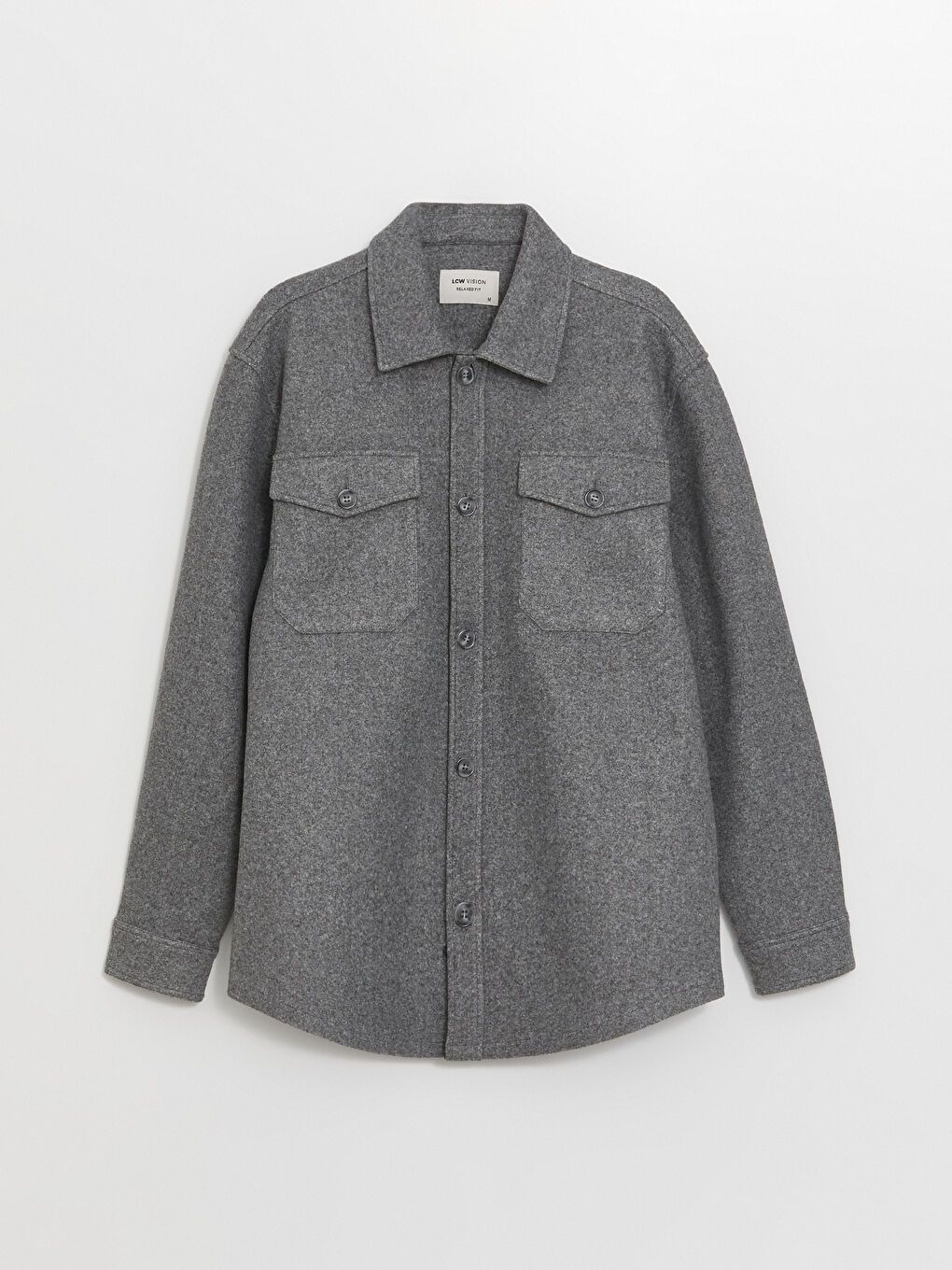 Regular Fit Long Sleeve Wool Men's Shirt Jacket -W43373Z8 Regular Fit Long Sleeve Wool Men's Shirt Jacket -W43373Z8