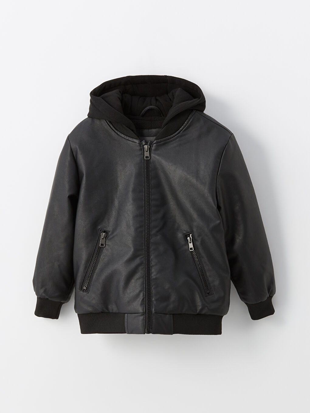 Hooded Leather Look Boys Coat W43539Z4 CVL W43539Z4 CVL LC Waikiki