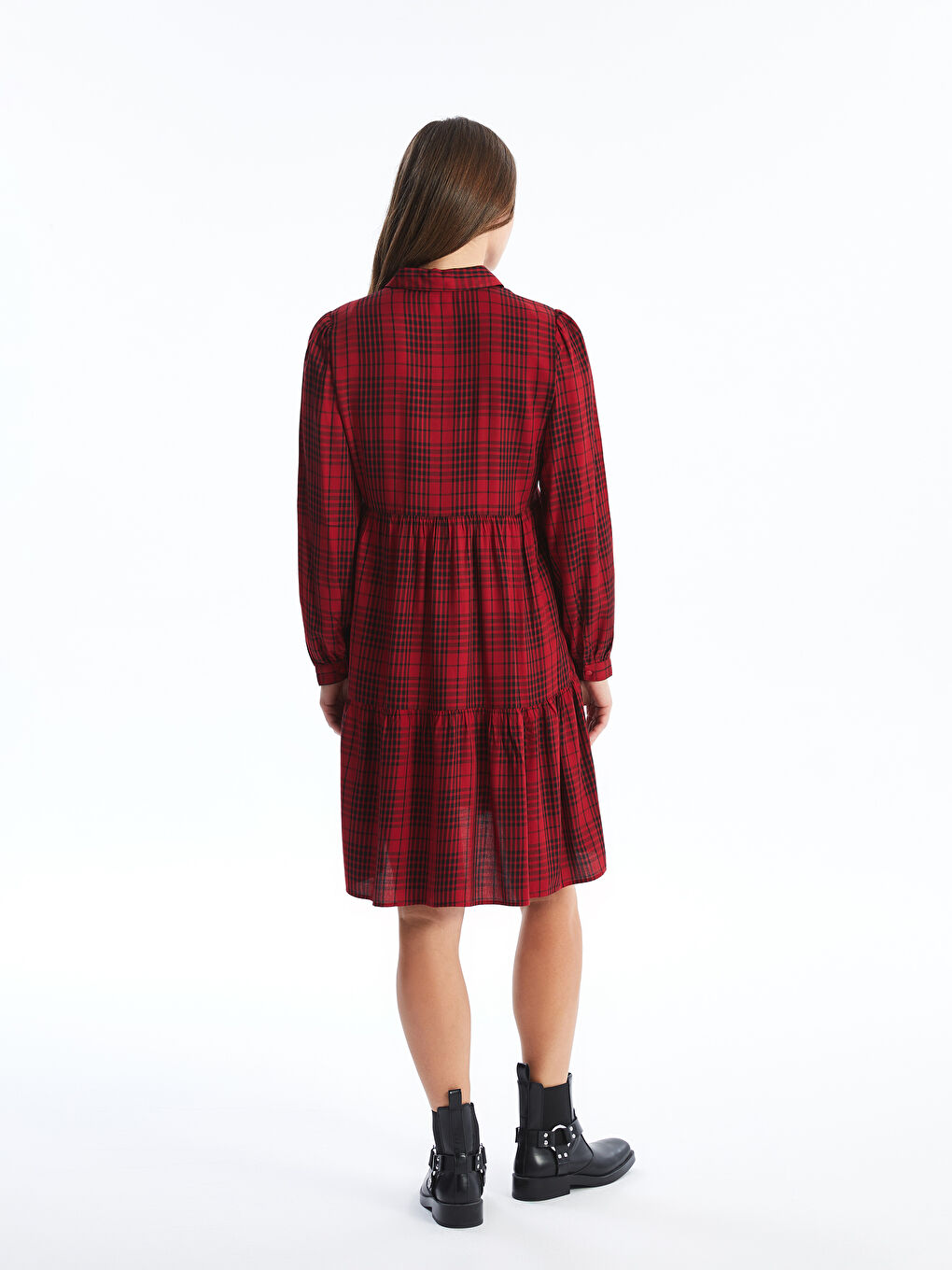 Shirt Collar Plaid Long Sleeve Maternity Dress W43783Z8 LPA W43783Z8 LPA LC Waikiki